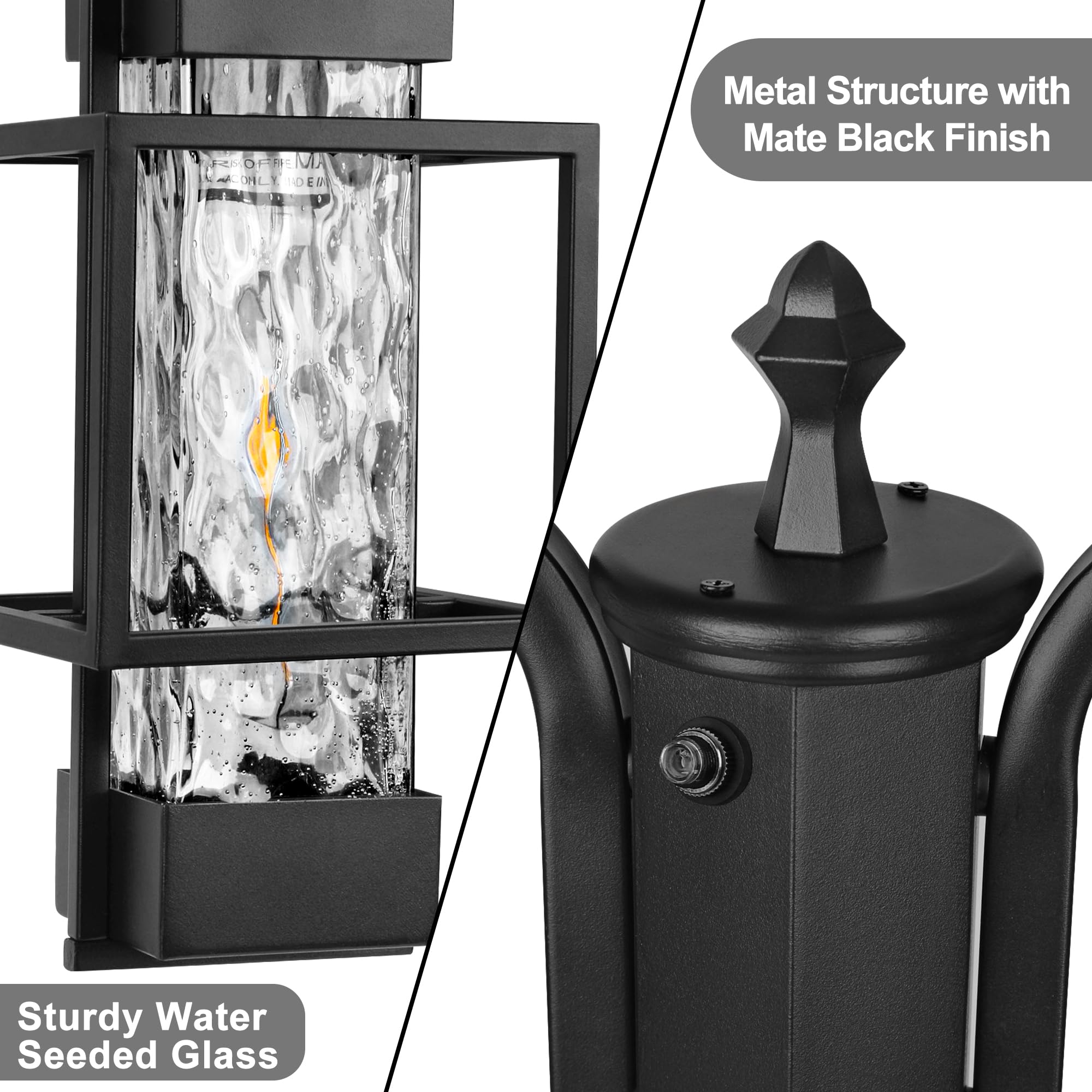 PARTPHONER Dusk to Dawn Outdoor Lamp Post Light, 2-Head, Metal, Black, Hardwired - Ideal for Garden, Patio, Walkway, Driveway
