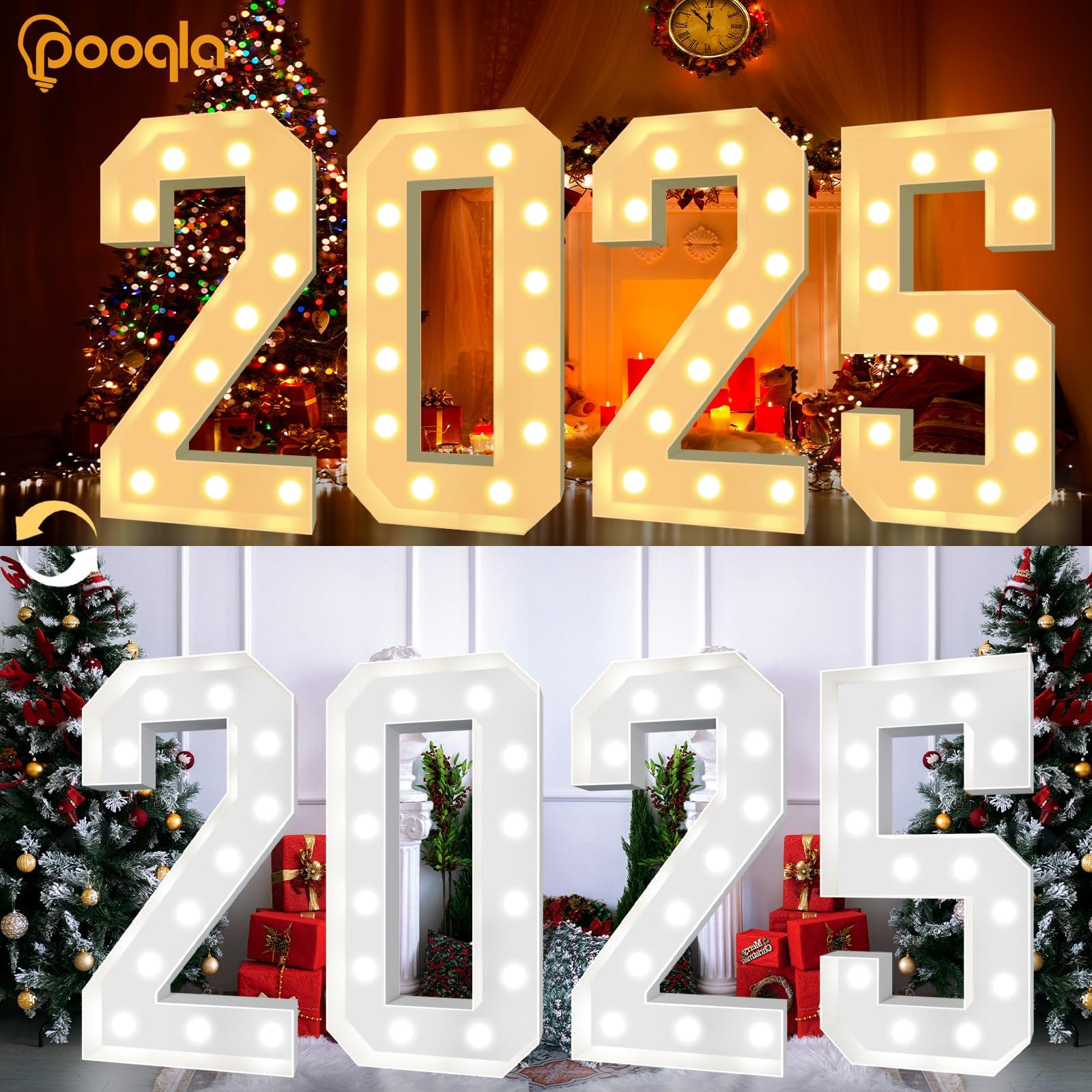 Pooqla Light Up Marquee Numbers, 4FT Cool White & Warm White LED, Number 1, Plastic Material, Model 3FT-FXDJ