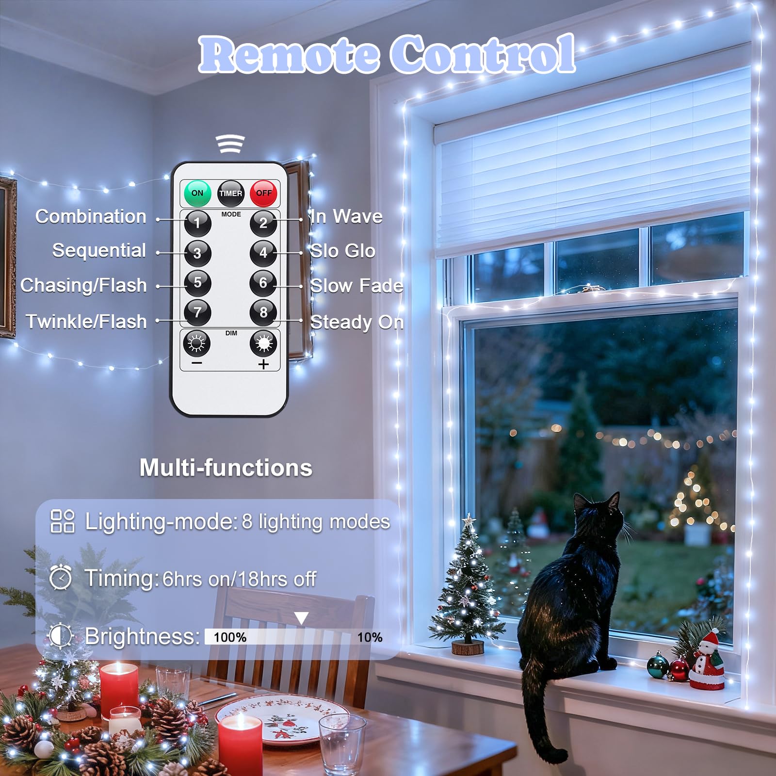 JMEXSUSS 2 Pack 100 LED White Fairy Lights, 66ft Battery Operated Twinkle Lights with Remote, 8 Modes for Indoor Outdoor Decor