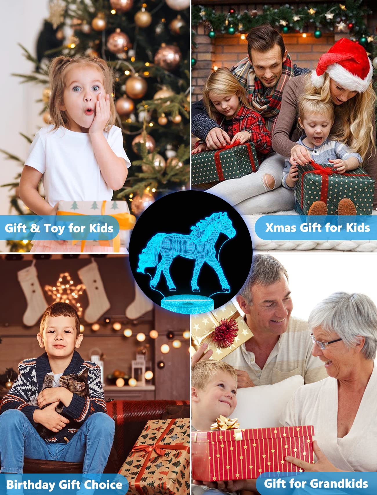 FULLOSUN Horse 3D Night Light, 16 Colors, Remote Control, Acrylic Lamp for Kids, Birthday Gifts for Boys & Girls
