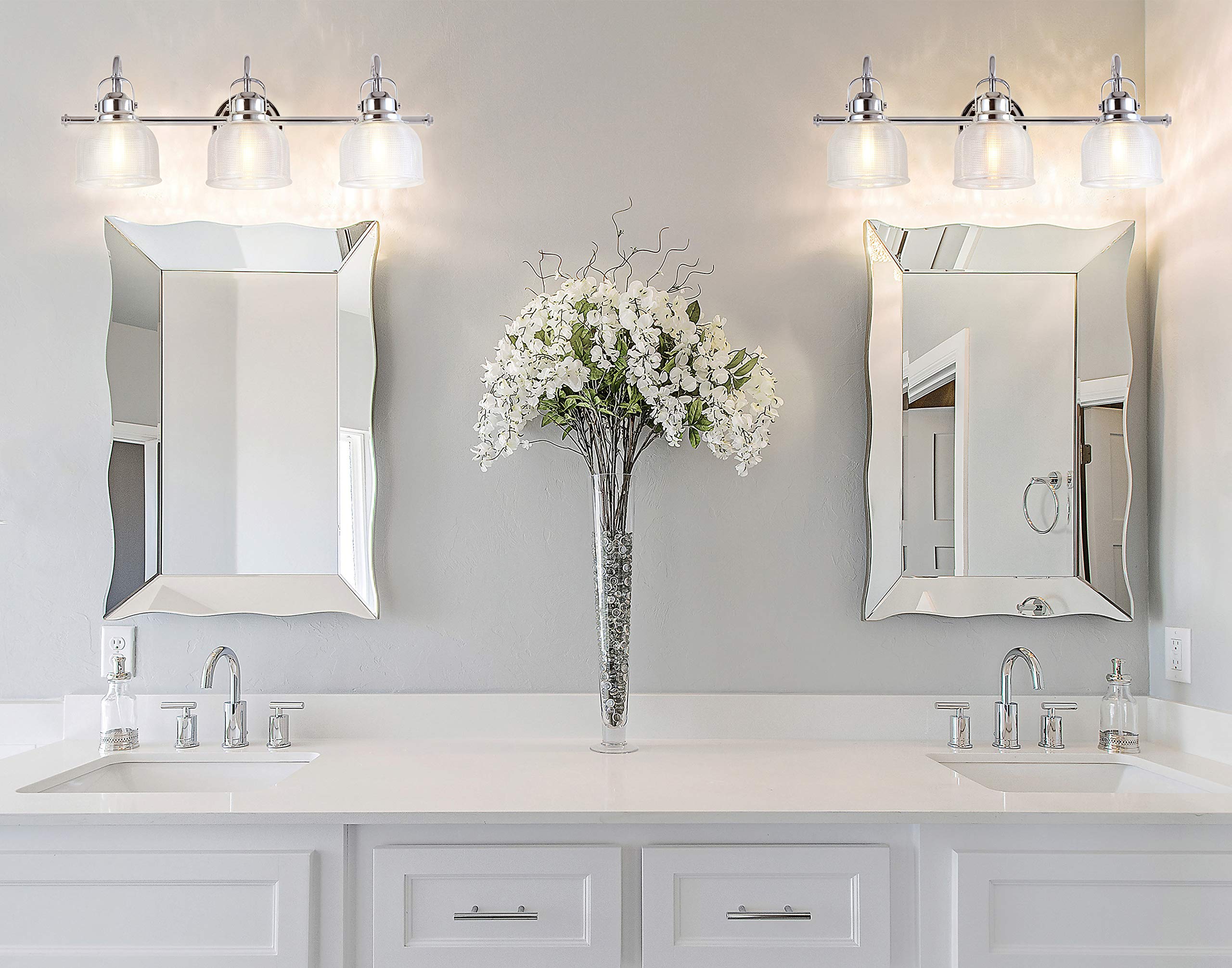 JONATHAN Y Virginia 3-Light LED Vanity Light, Metal/Glass, Chrome, Model JYL7409A