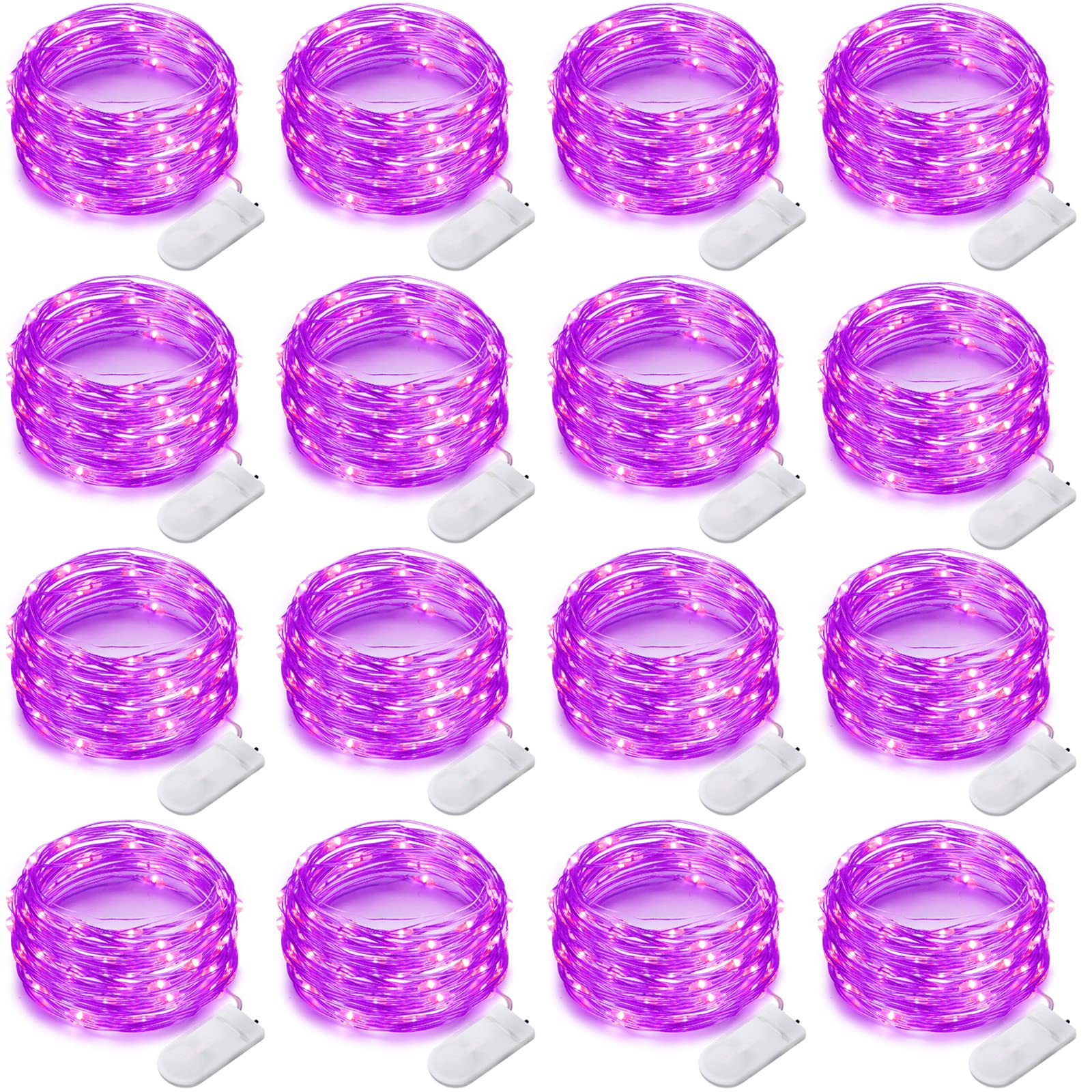 16 Pack 30 Led Fairy Lights Battery Operated String Lights 10 Feet Waterproof Twinkle Lights Mason Jar Purple