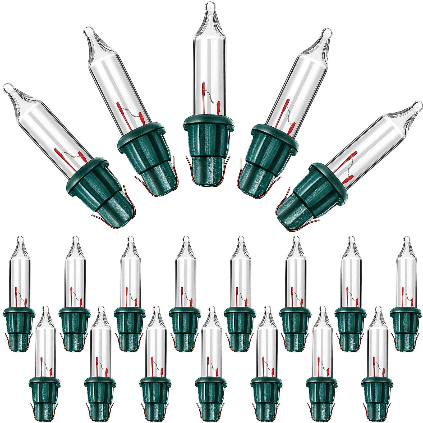 Mudder 60Count 2.5V Christmas 50/100/150/200 Count Mini Incandescent Wire String Lights Replacement Bulbs Indoor/Outdoor Christmas Lights Decor for Home Xmas Tree (Green Base with Warm White Bulb)