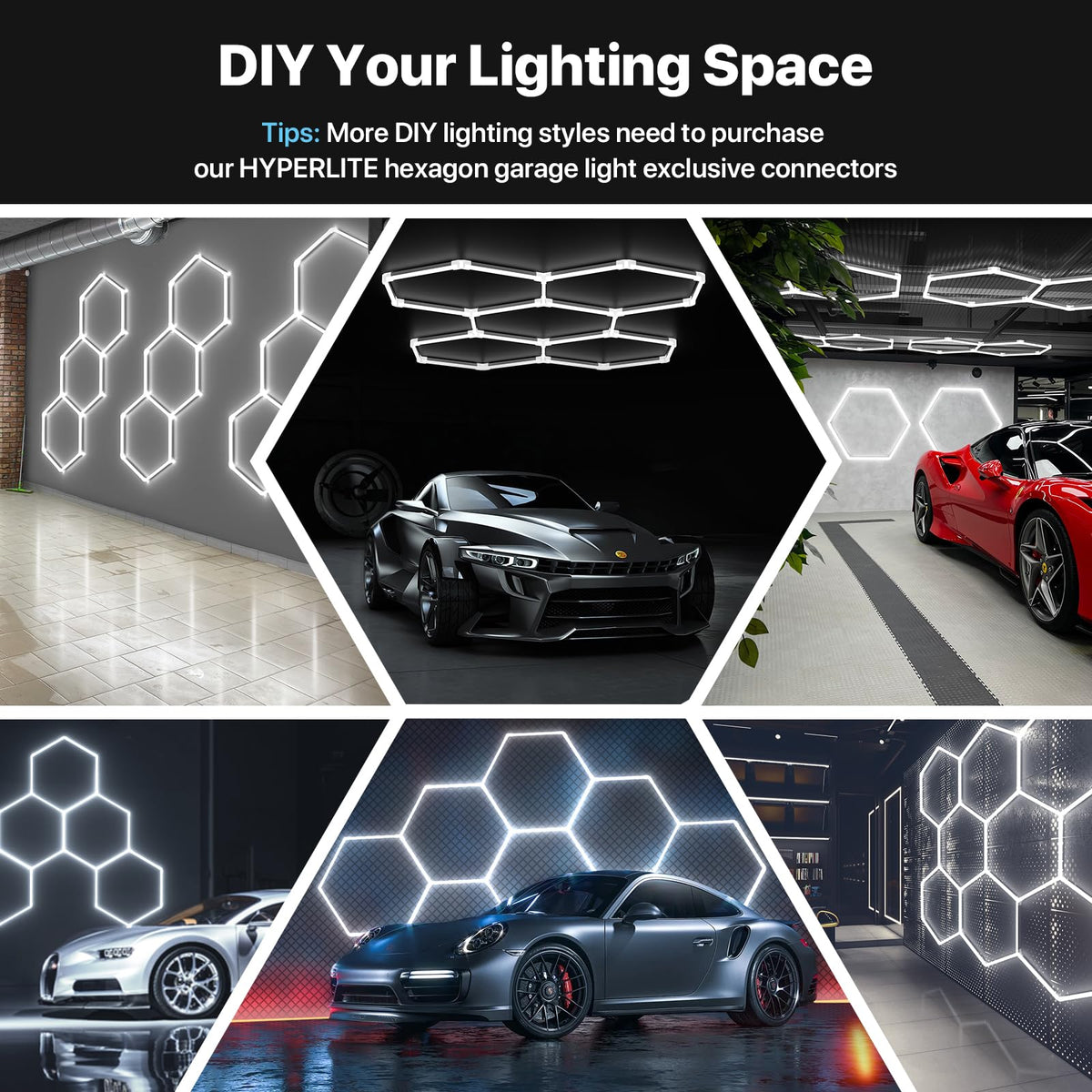 HYPERLITE Gen 2 Hexagon LED Lights: 168W 16800LM 5 Grids DIY Hexagon ...
