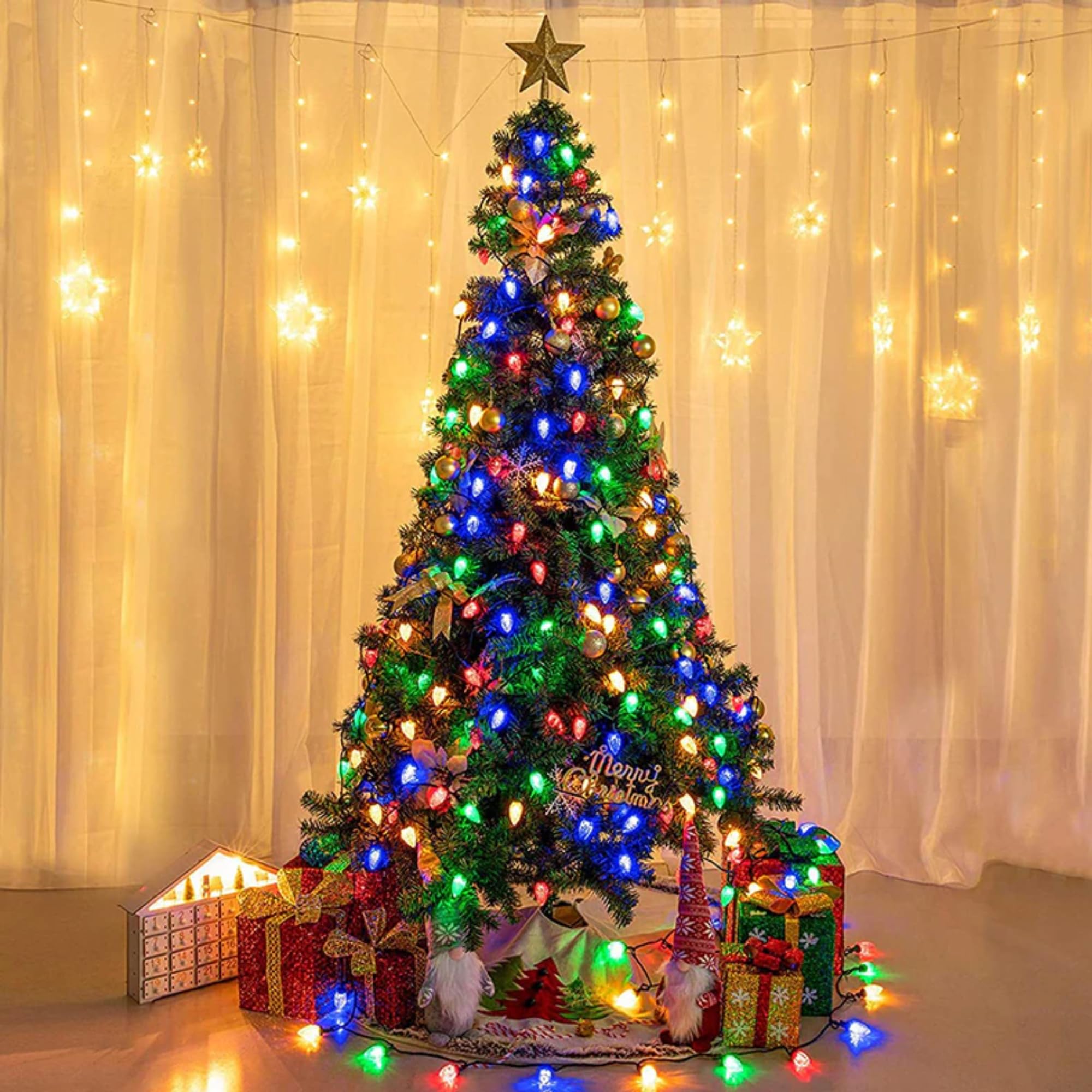 Tw Shine C9 Christmas Lights, 100 Led 66 Ft Christmas String Lights Outdoor With 8 Modes Timer Waterproof Connectable For Indoor Yard Xmas Tree House Decorations (Multi-Color)