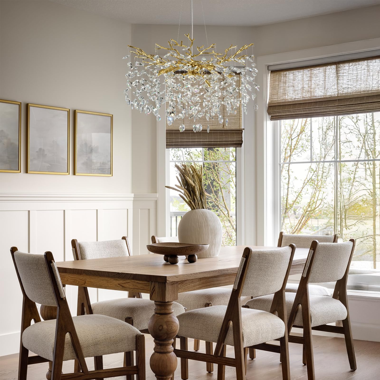 kvtinmty Modern Crystal Chandelier, 30" Gold K9 Crystal, 10-Light Design for Dining Room and Foyer
