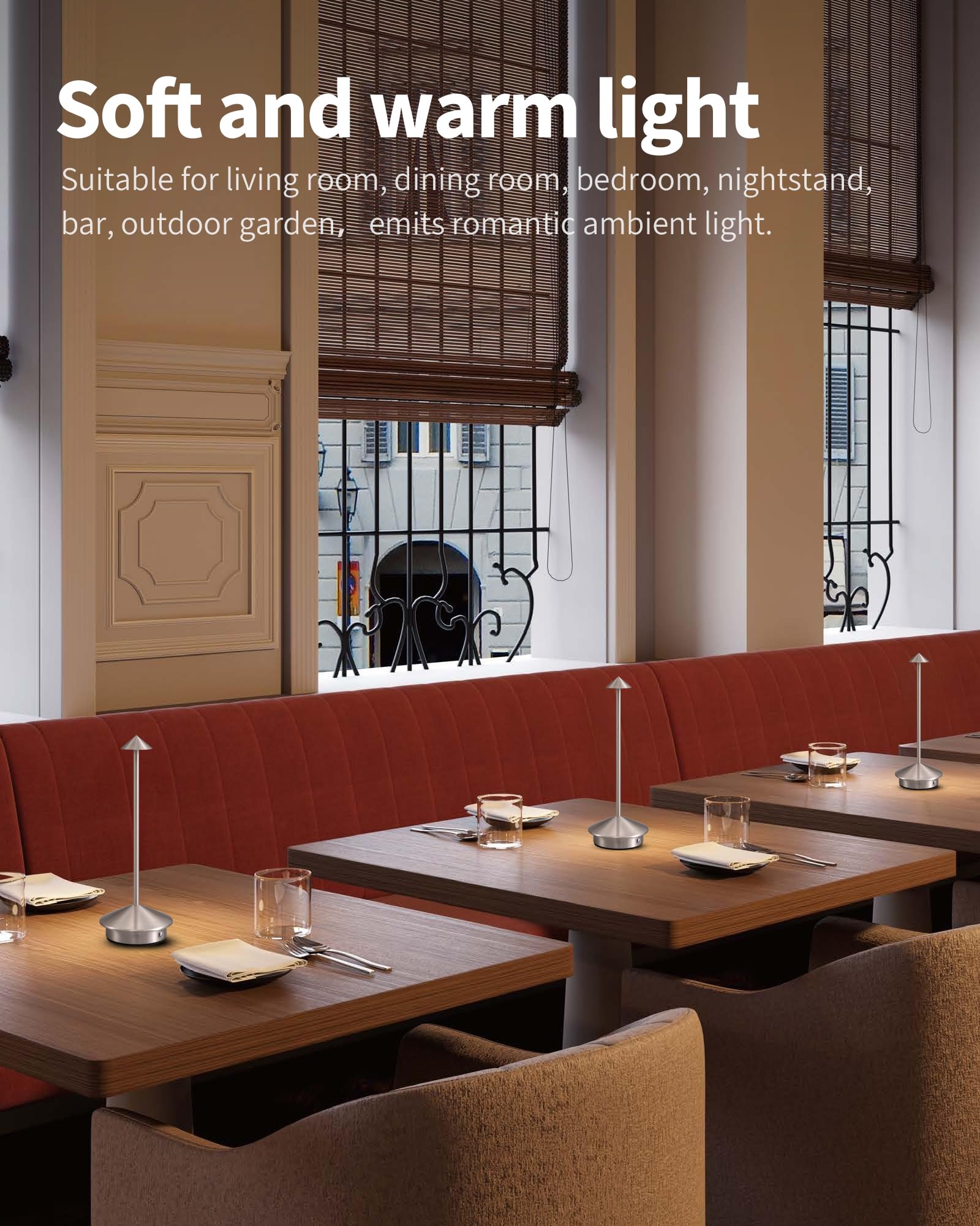 Newsee Cordless Table Lamps Set Of 2, Rechargeable Led Lighting In Brushed Nickel For Home & Camping