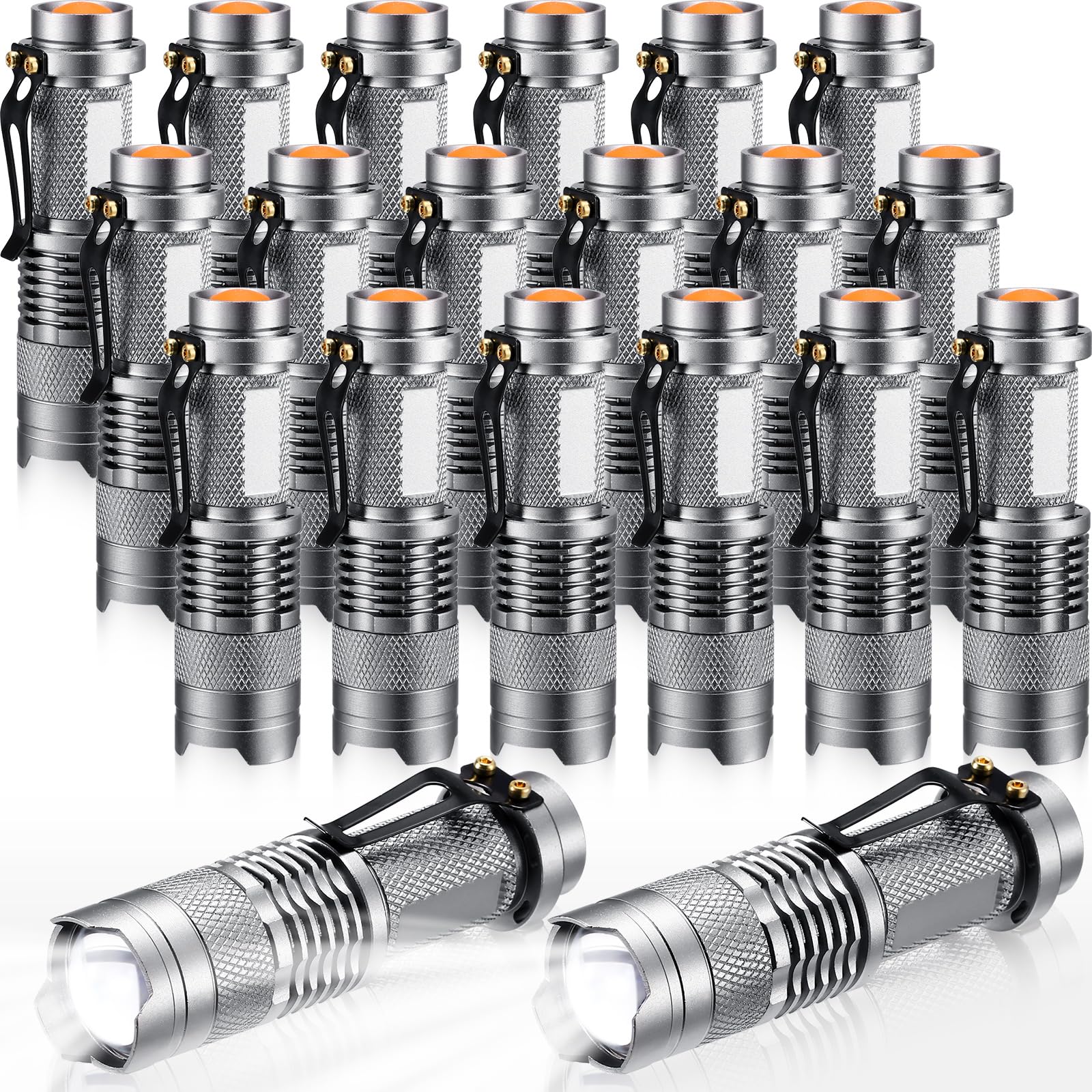 Fumete 20 Pieces LED Flashlight Mini 3 Mode Tactical Torch Small Water Resistant Pocket Flash Light Adjustable Focus Light Pen f