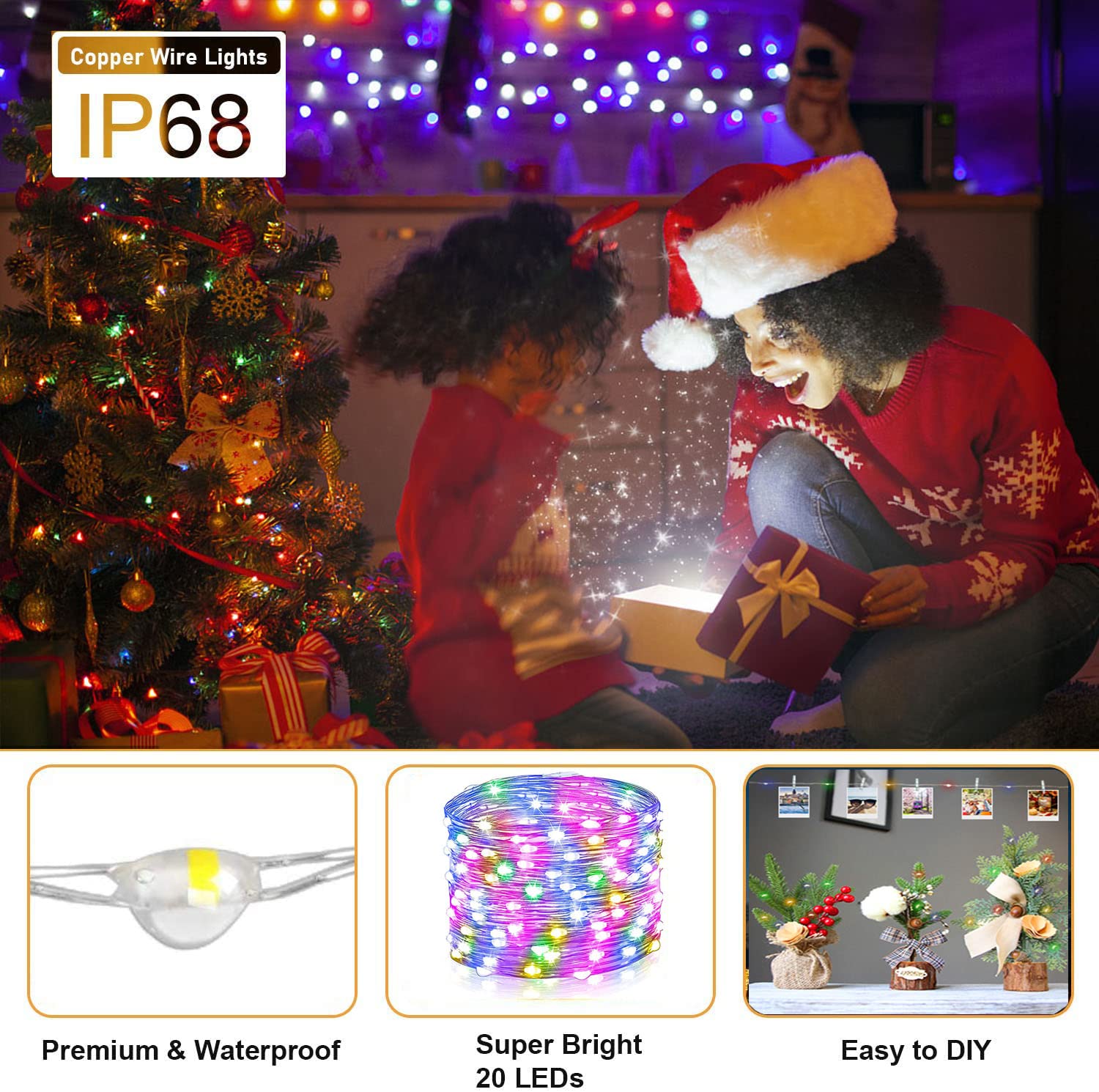 12 Pack Multi-Colored Fairy Lights Battery Operated, 3 Speed Modes, Extra 12 Batteries For Replacement, 7Ft 20 Led Mini String Lights, Waterproof Twinkle Firefly Lights For Christmas Decoration