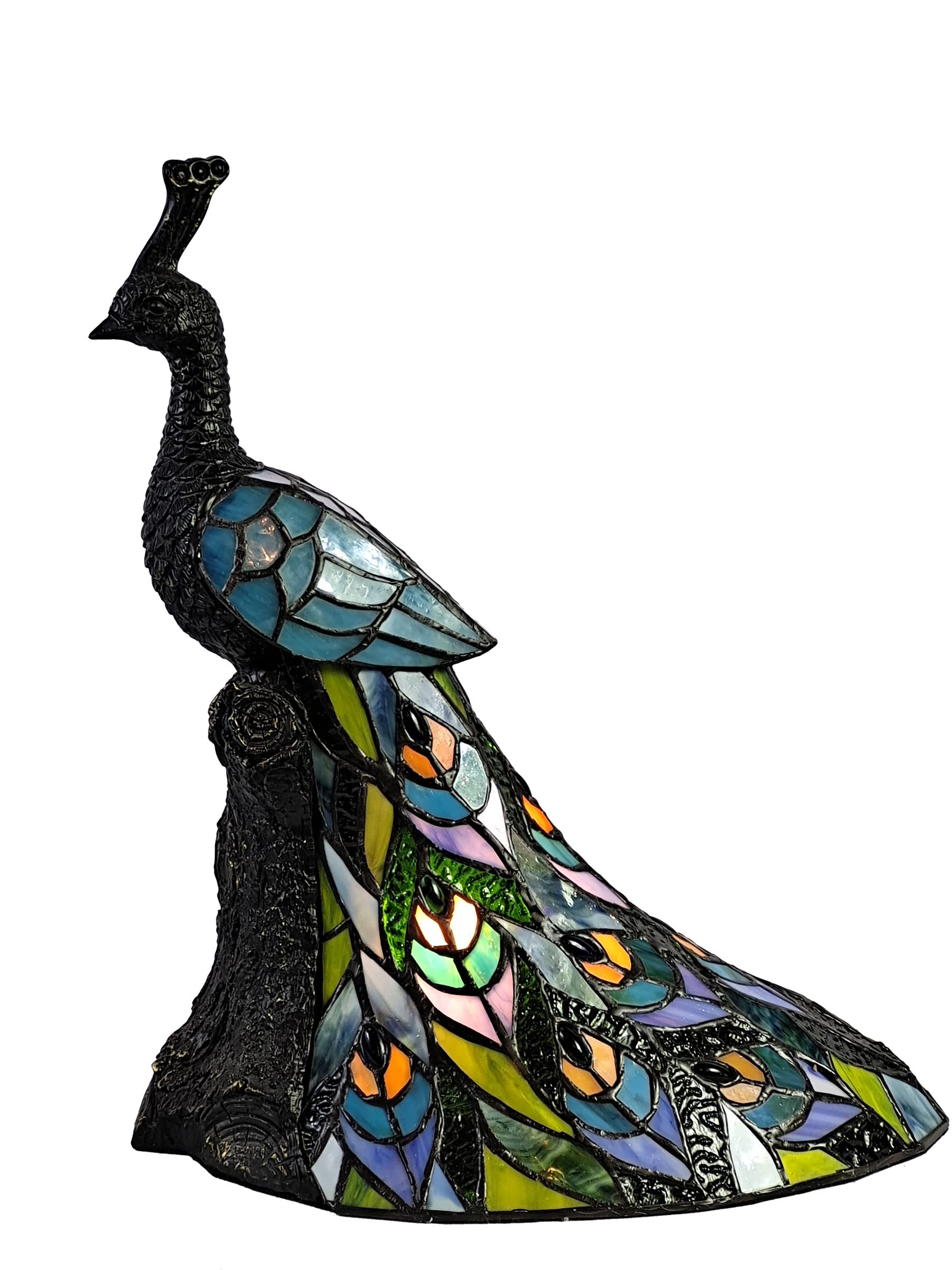 Dale Tiffany Traditional Tiffany Accent Lamp 15.5 Tall Galana Turquoise Peacock Bronze Finish Handcrafted Art Glass Sculpture La
