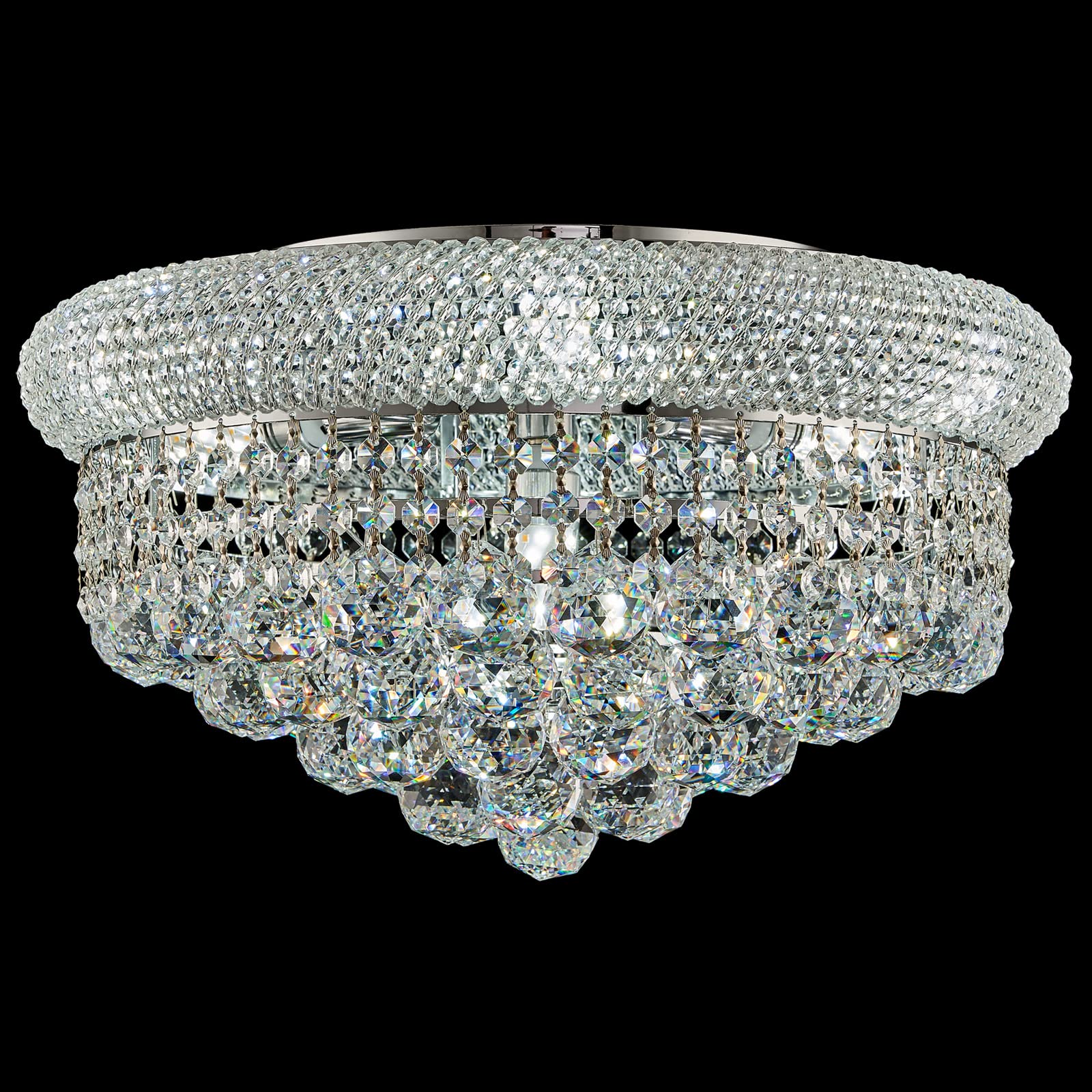 Homeooze 7 - Light Flush Mount Crystal Chandelier for Living Room Dining Room Entryway Hallway Bedroom Foyer Chrome Finish