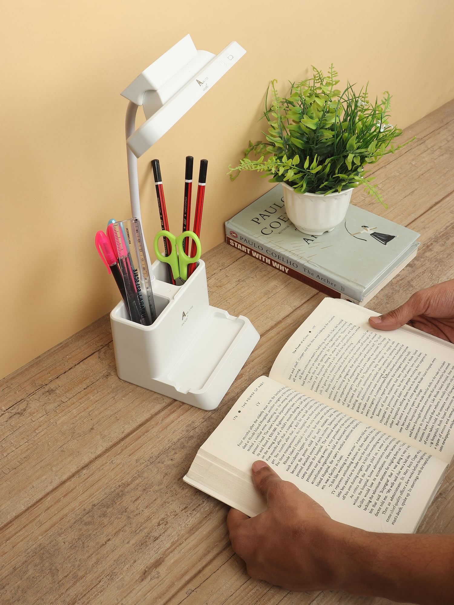 SaleOn Dual Purpose Desk Lamp & Wall Lamp with 3 Ligting Color Mode Rechargeable Study Lamp, with Eye Protect Mobile Holder, Tou