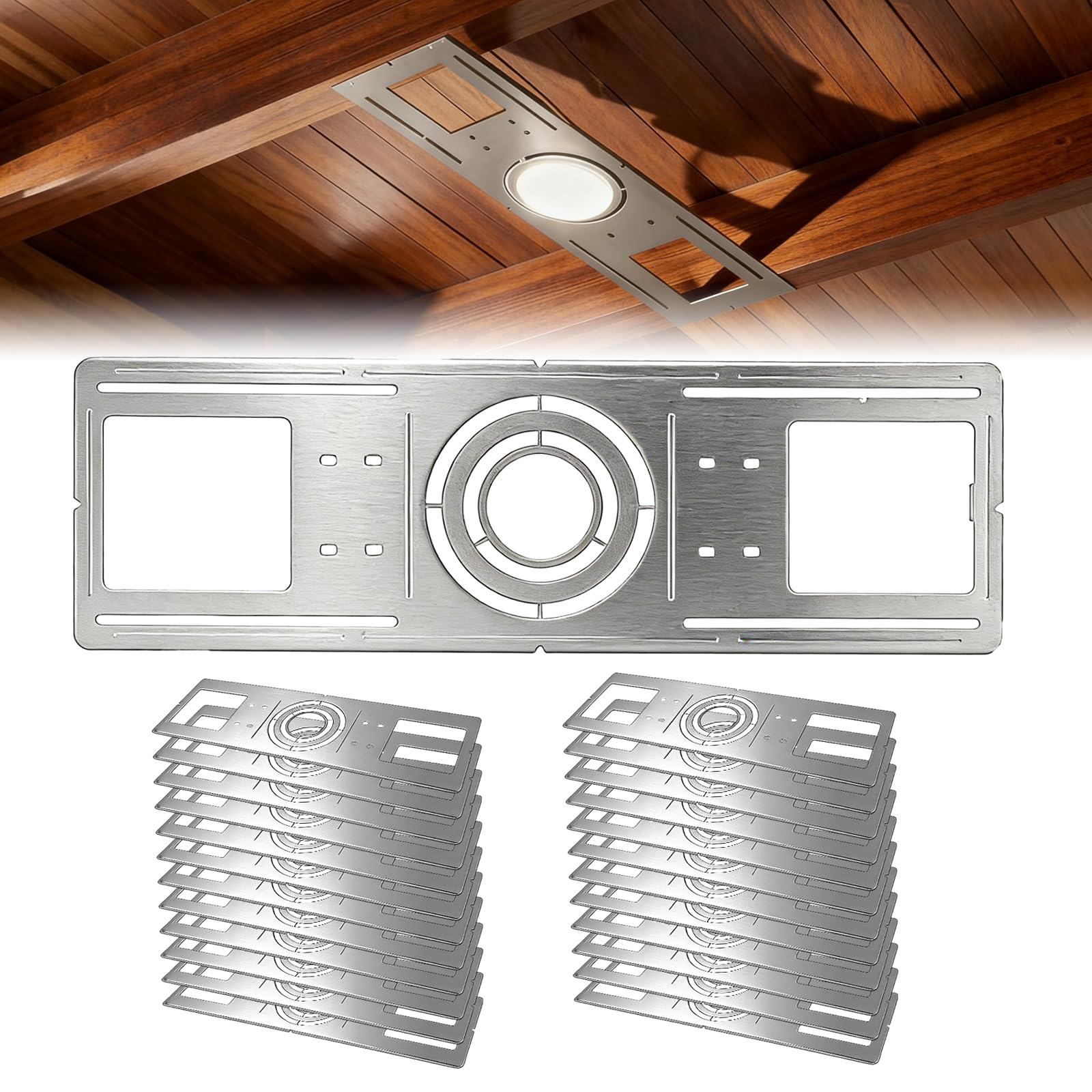 24 PCS New Construction Mounting Plates, Fit 3/4/6in LED Light, Galvanized Recessed LED Light Plate, Adjustable Holes Alignment 