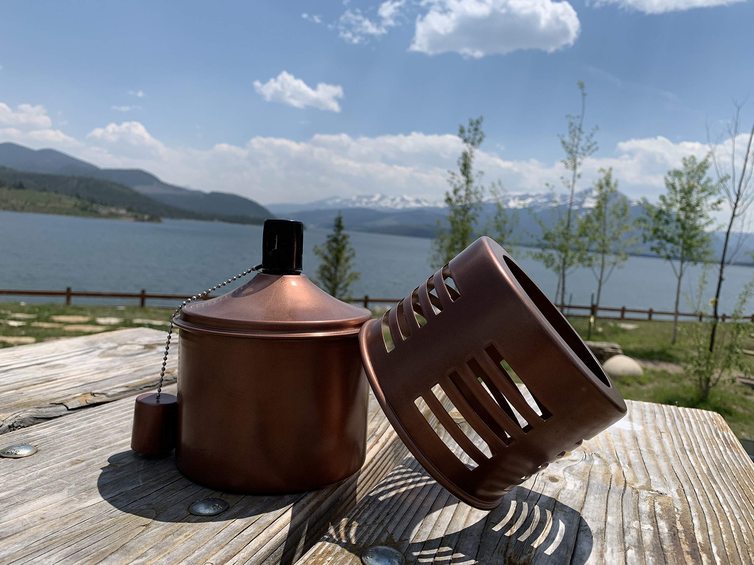 Torch Tabletop Oil Lamp Copper Stainless Steel Metal Wind Shield With Extra Fiberglass Wick With Safety Lock Wick Protection Chi