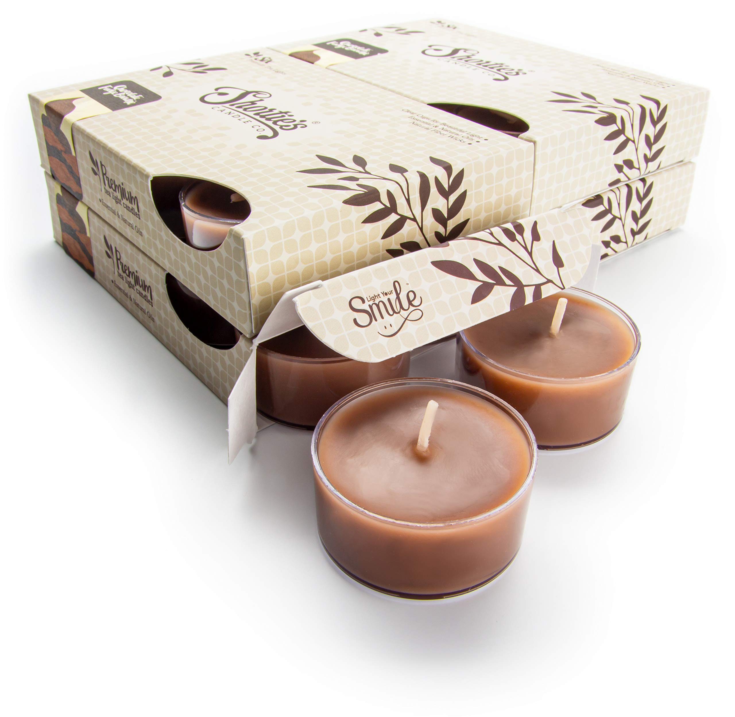 ShortieS Candle Company Chocolate Fudge Brownie Tealight Candles - Brown, 24 Highly Scented Paraffin Wax Tea Lights, Model 46067