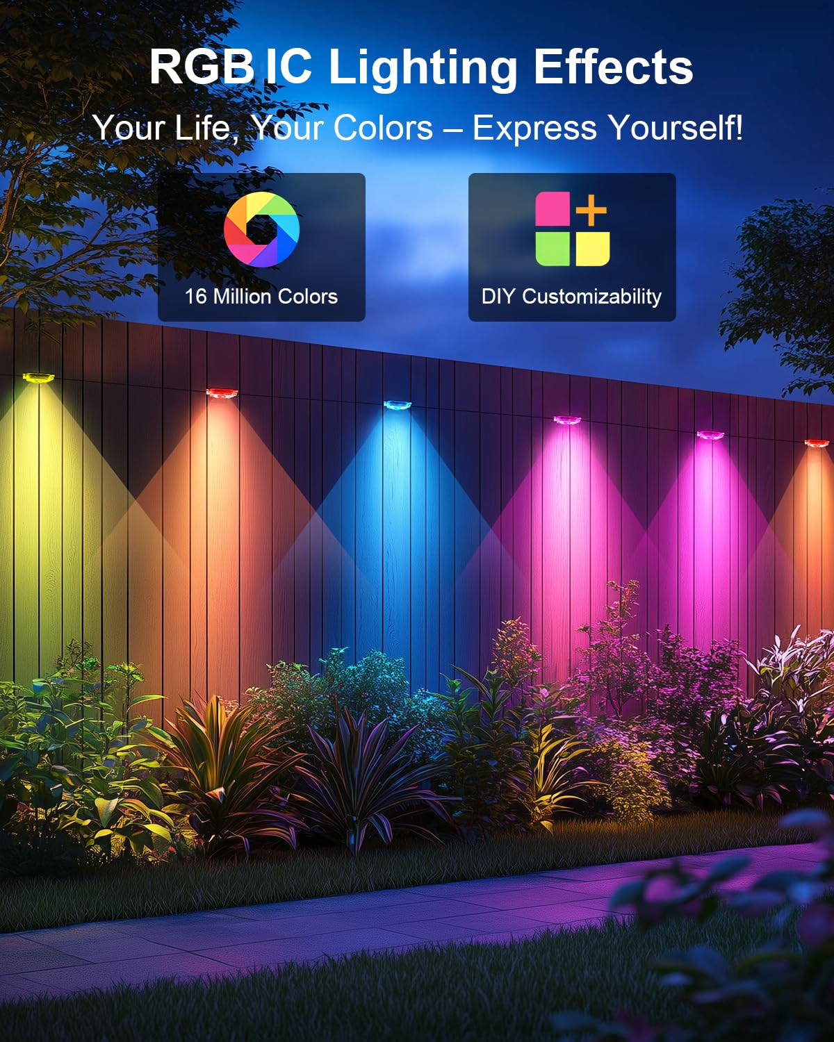 MIMIRGB 100ft Outdoor RGB Smart Eave Lights - IP67 Waterproof, Remote/App Control, Black, Model JG-001W-10