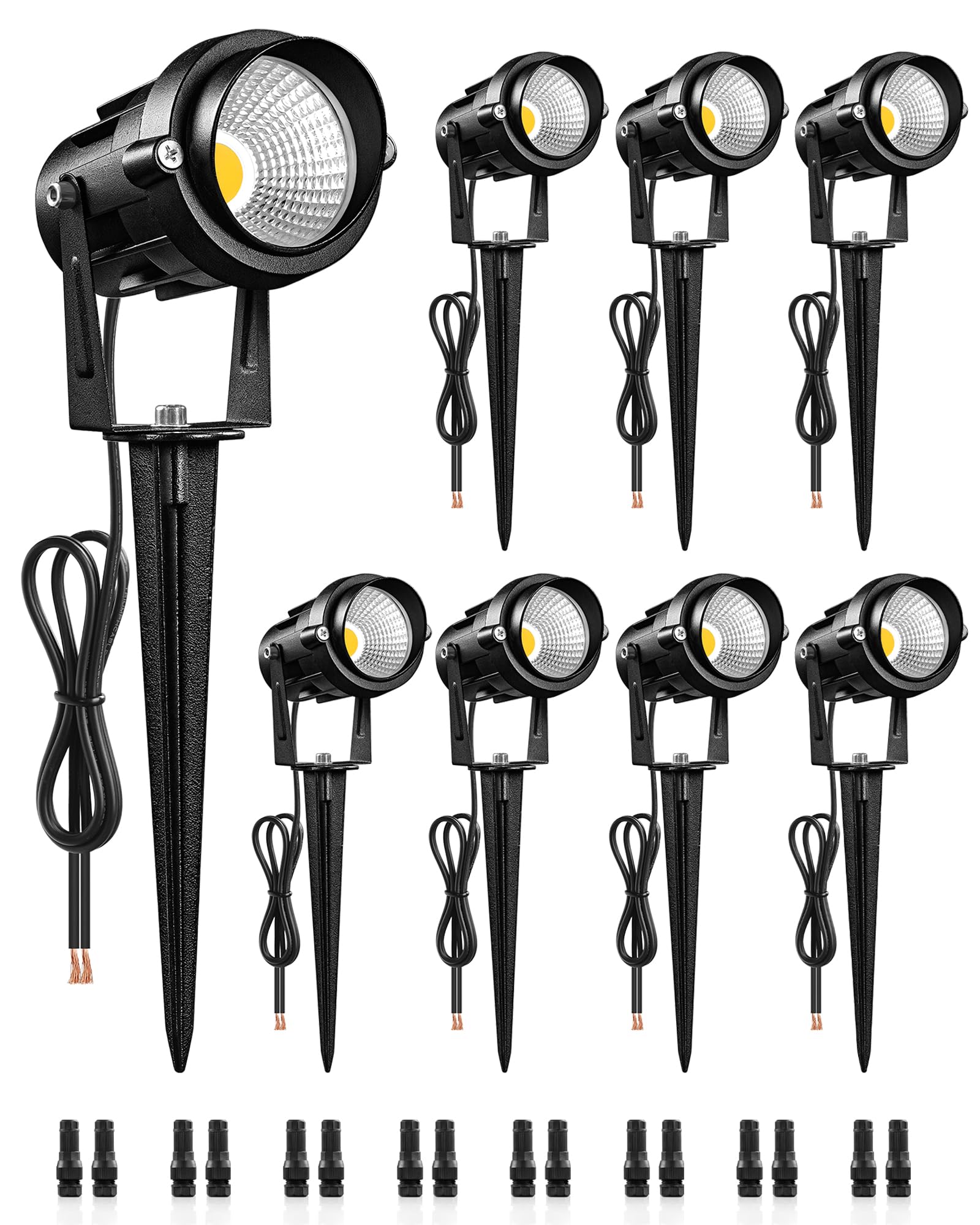 Wilawels 6W 700Lm Low Voltage Landscape Lighting  12V Ac/Dc 3000K Warm White Led Low Voltage Landscape Lights  Ip65 Waterproof Outdoor Spotlights With Connectors For Garden Tree Yard 8 Pack W01Slp806
