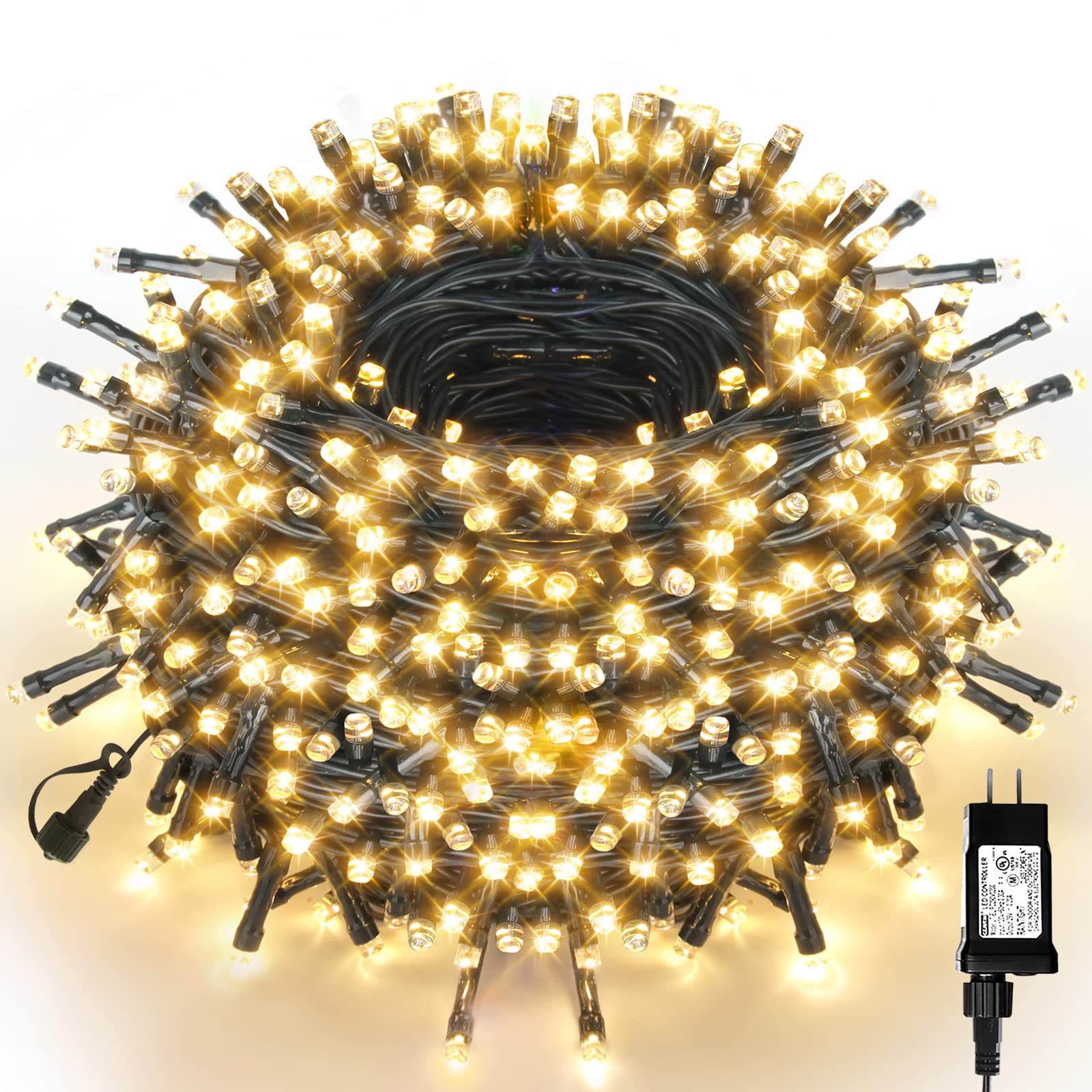 Vtechology Christmas String Lights Outdoor Indoor Christmas Tree Lights Ul Certified Memory Function With End-To End Plug (500Led  Warm White)