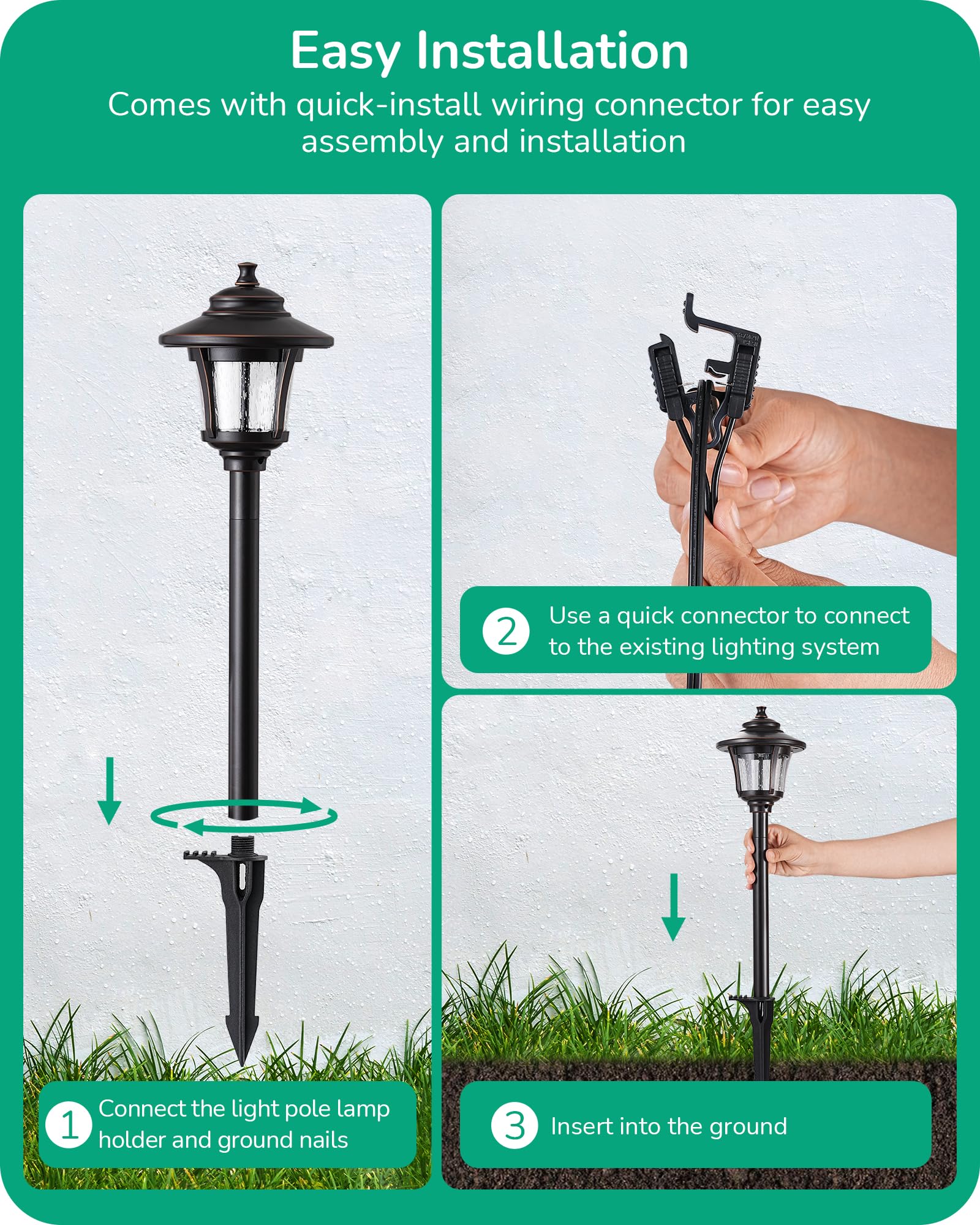 EDISHINE Low Voltage Pathway Lights, 12V 3W LED, 120LM, 3000K, Oil-Rubbed Bronze, 10 Pack, Model ITA1501