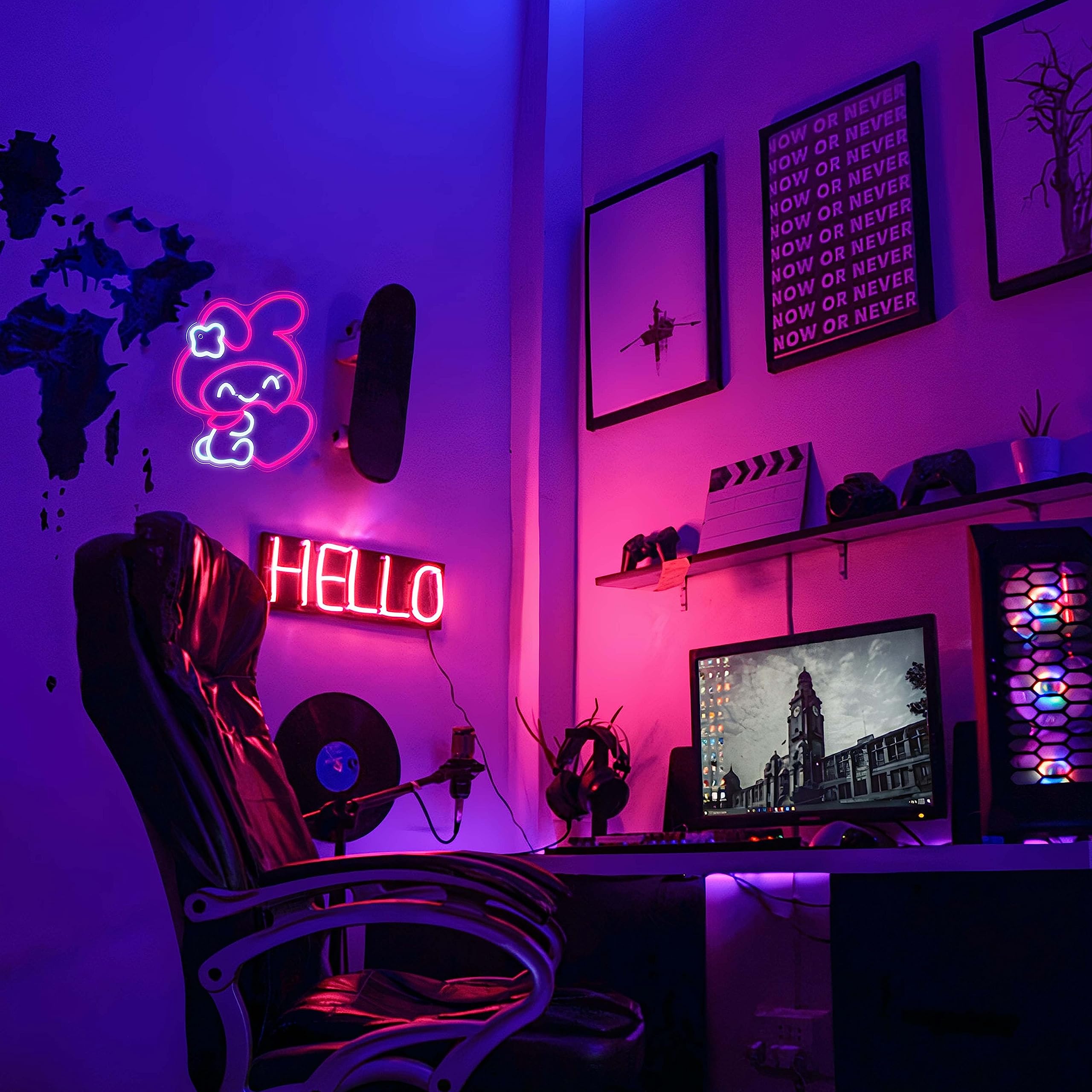 JOSEBRU Melody Neon Sign - Anime Wall Decor Light, 11.65inx13.78in, White/Red/Yellow, Ideal for Bedroom/Game Room/Kids Decor
