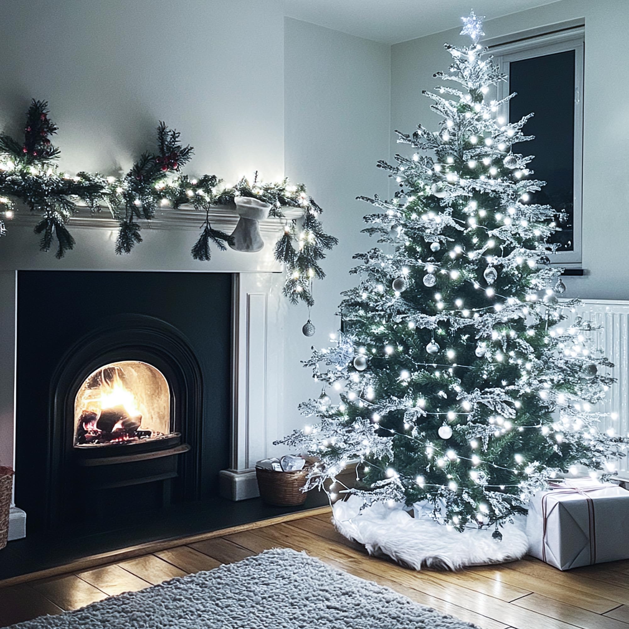 Dazzle Bright 448 LED Christmas Tree Topper Lights with Remote, 8 Modes, 8.2FT, White, Model HB-300COI