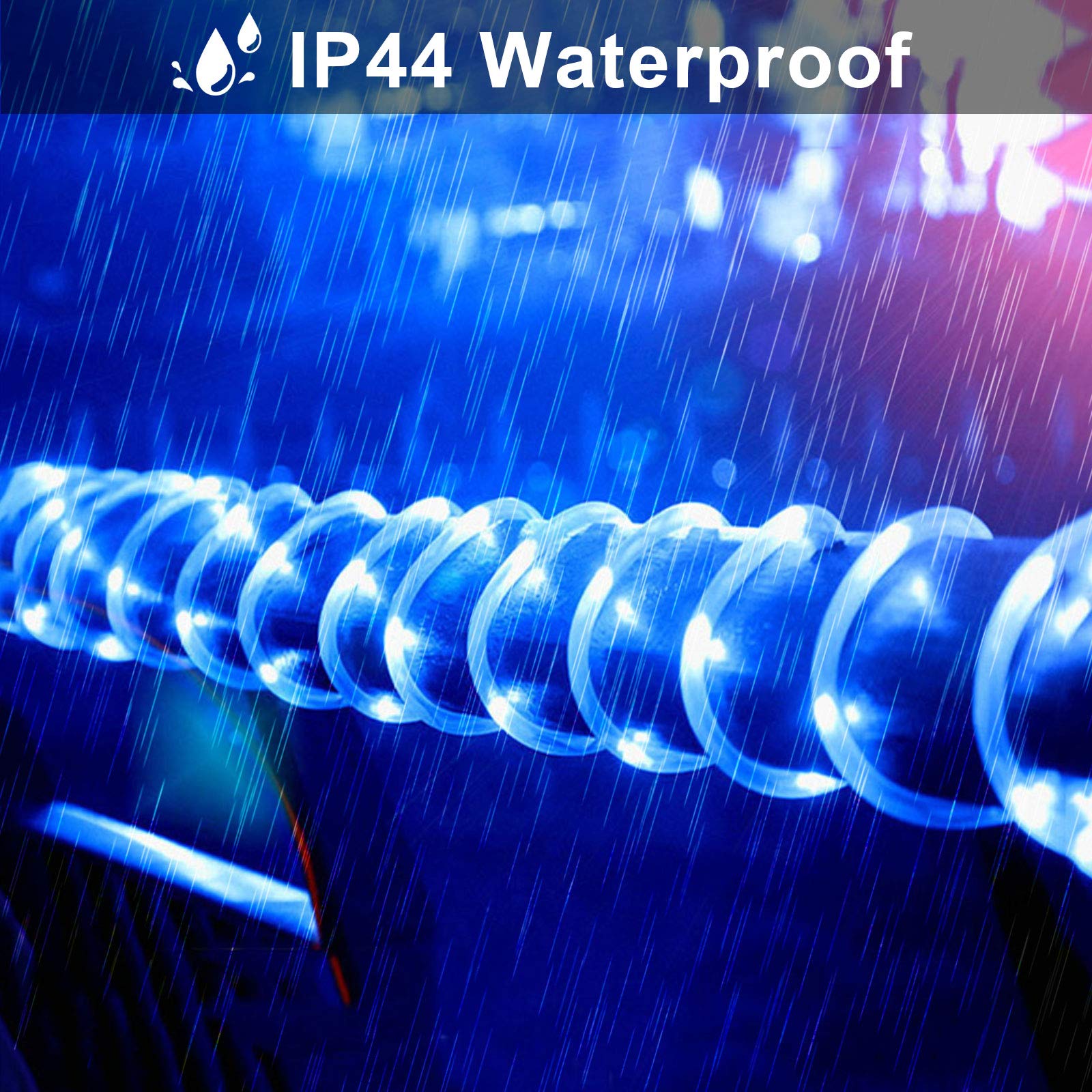 Qitong Blue Solar Rope Lights, 2 Pack 33Ft 100L, Pvc Fairy Lights For Outdoor Decoration