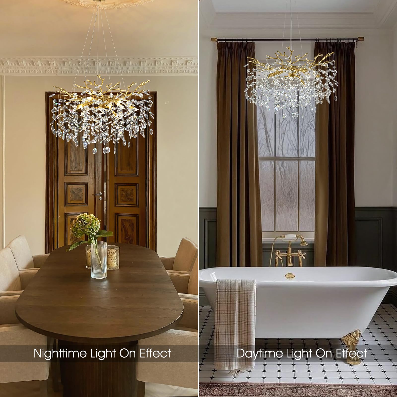 kvtinmty Modern Crystal Chandelier, 30" Gold K9 Crystal, 10-Light Design for Dining Room and Foyer