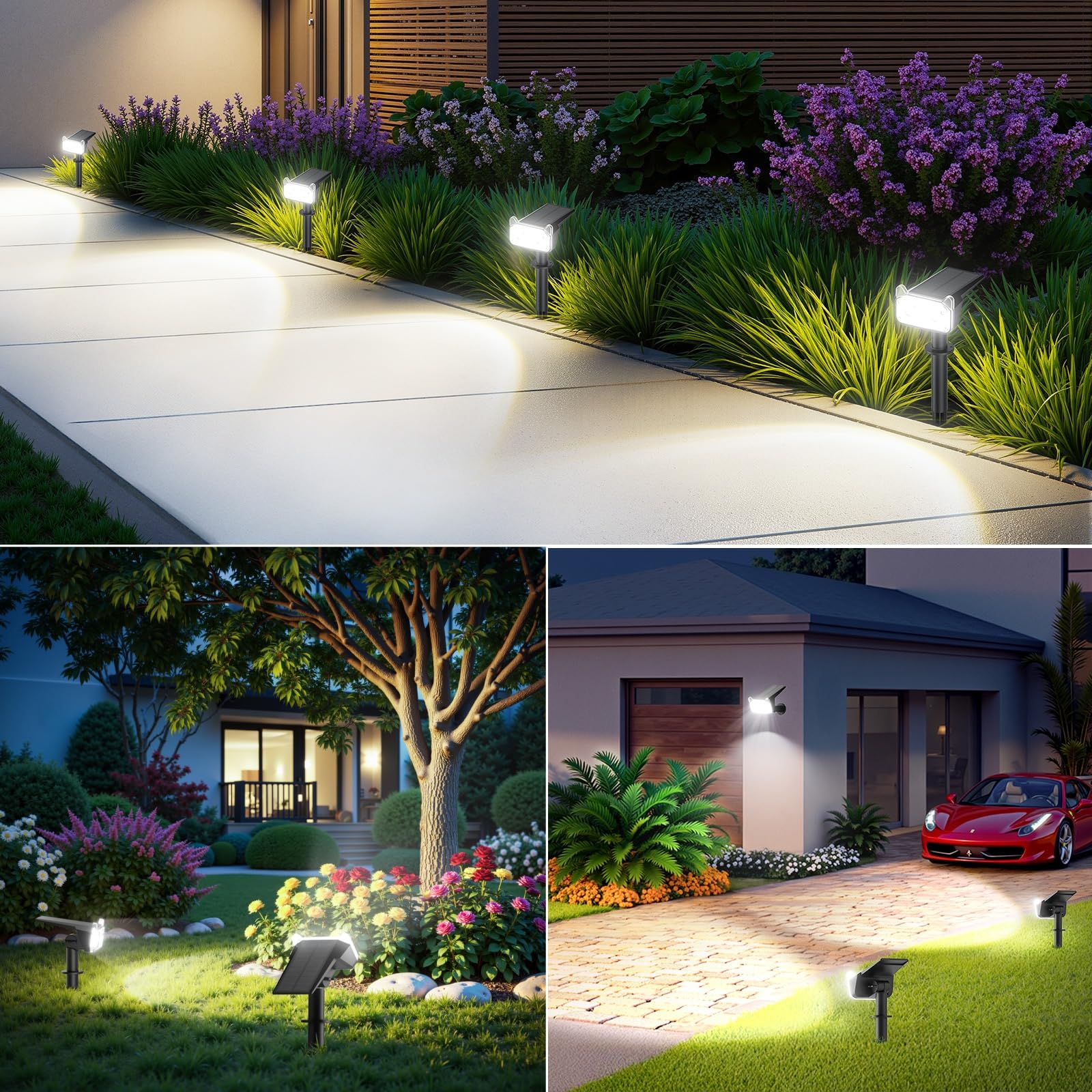 Wdtpro Solar Spot Lights Outdoor For Flag  Tree  Sign  Mailbox  Solar Lights Outdoor Waterproof  Bright Landscape Spotlights  Auto On/Off  Dusk To Dawn Lighting For Yard Patio Garden Pathway  4 Pack