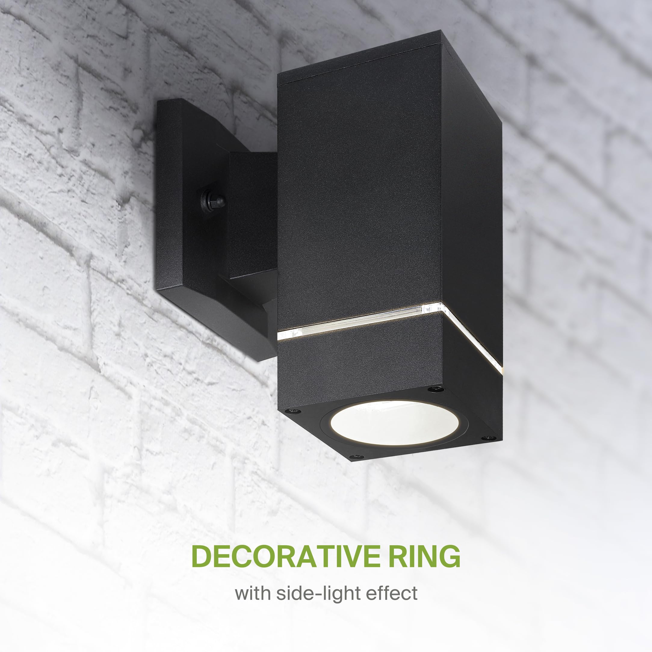 ASD 1-Way Square Wall Light Fixture, Dimmable, Waterproof, Black, 2 Pack, 60W E26 Socket, ETL Listed, Outdoor Porch Lamp