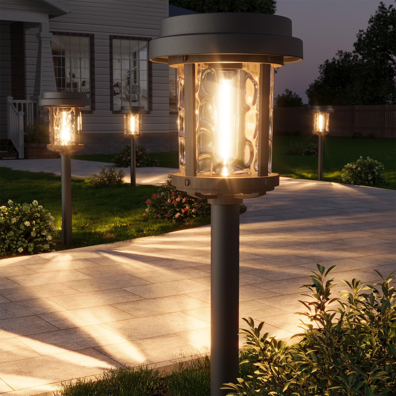 XMCOSY+ Solar Lights Outdoor Pathway  Solar Garden Lights  20 LM Warm White Solar Powered Waterproof Landscape Lighting for Path Yard Driveway Walkway Sidewalk Lawn Lights