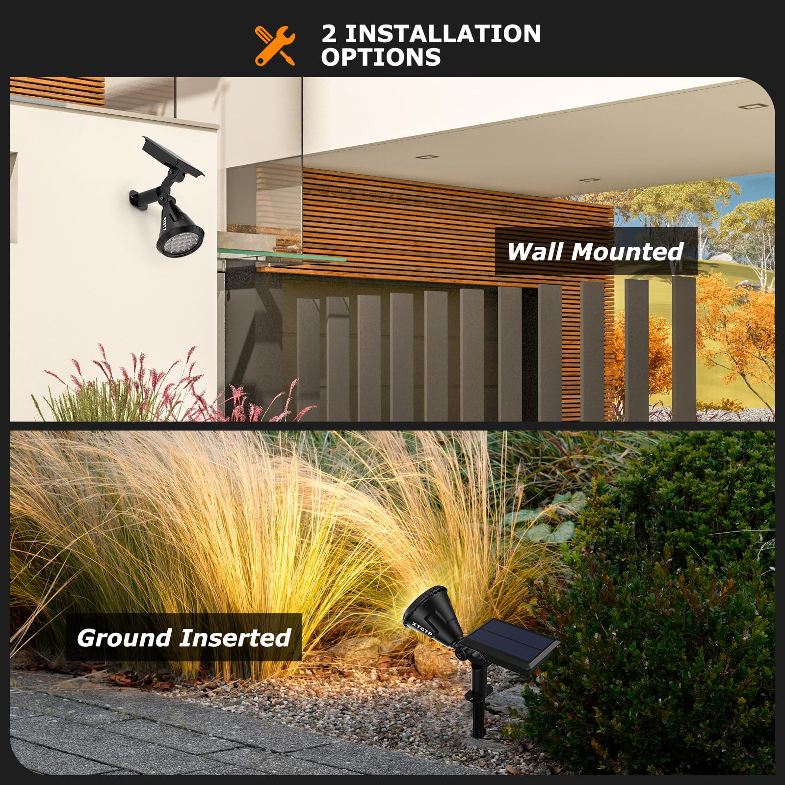 Xtgtp Solar Spot Lights Outdoor, 21 Leds, Ip67 Waterproof, Warm White, 6 Pack - 2-In-1