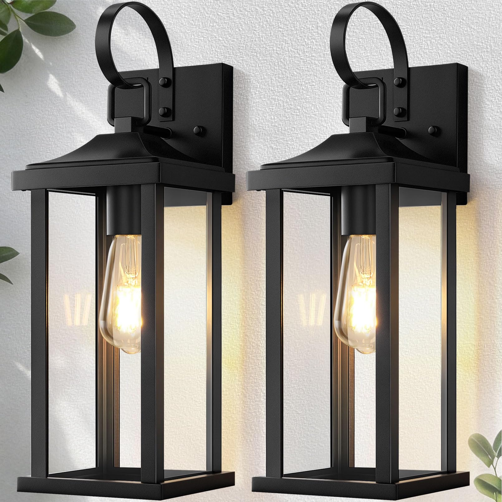 Slypadan 18 Large Outdoor Lights for House 2-Pack, Exterior Matte Black Outdoor Sconce Lights, Waterproof Outside Wall Light Fix