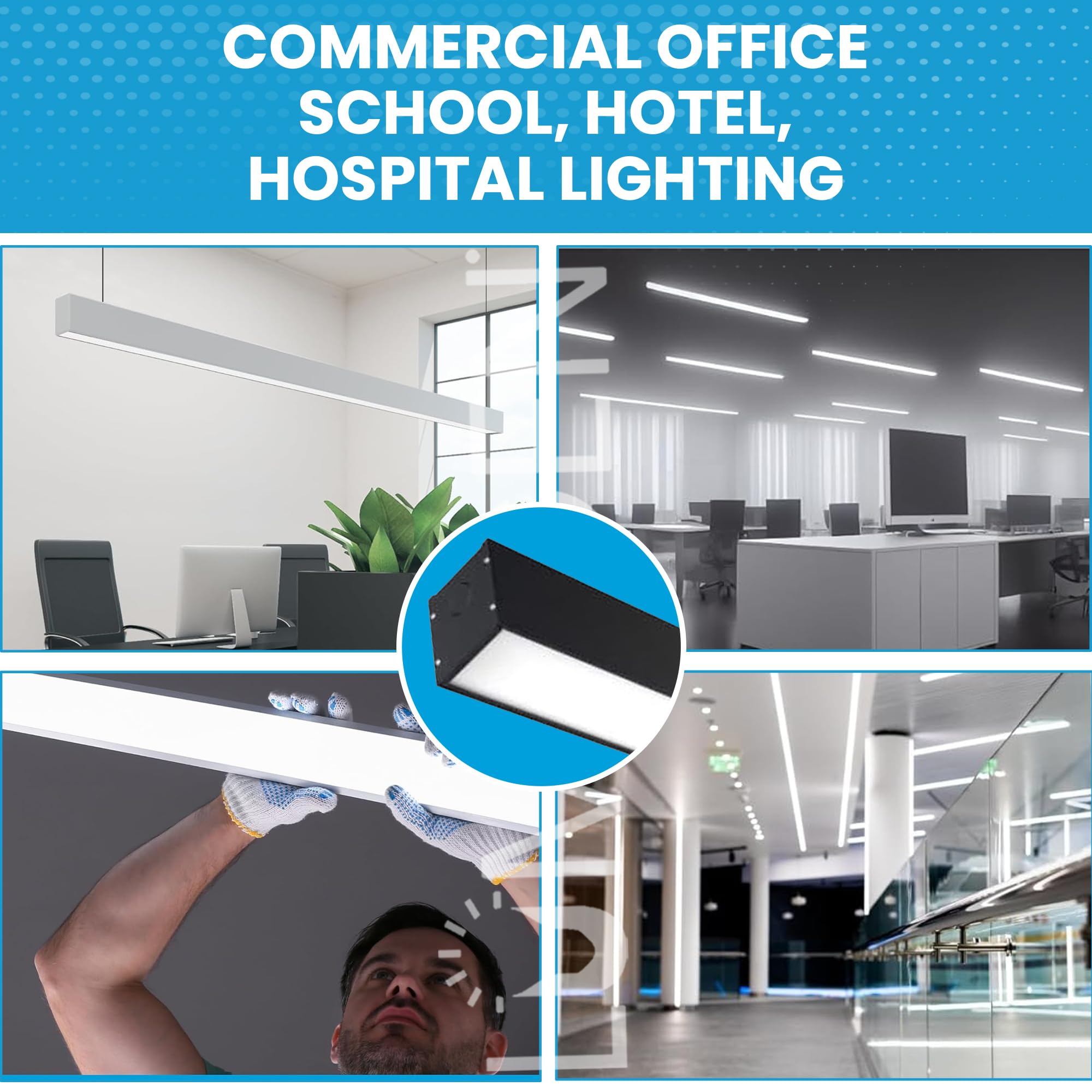 LumeGen LED 4ft Color Tunable Linear Light, 40W, 5000 Lumens, Black, DLC Premium, 3000K/4000K/5000K,