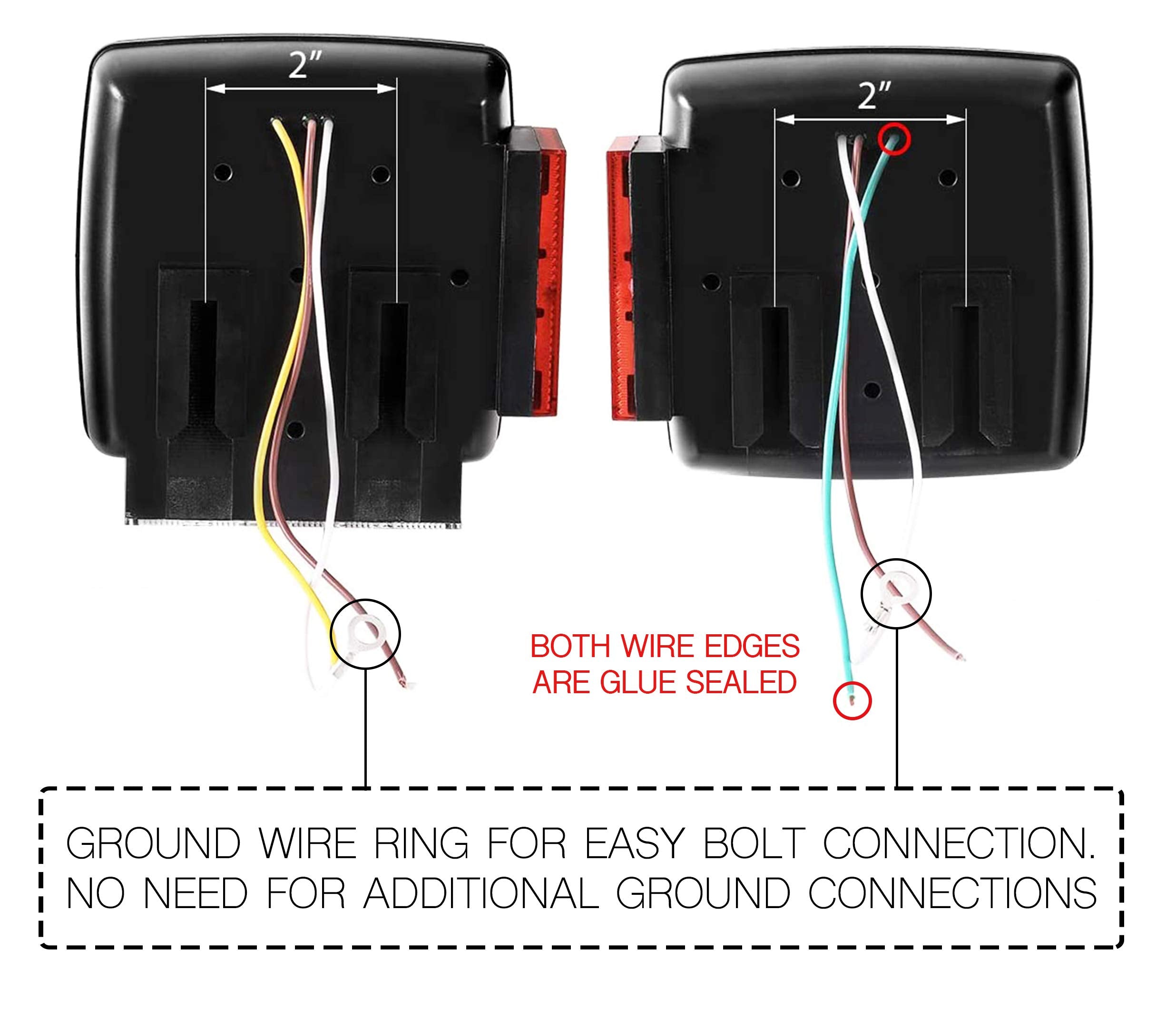 Maxxhaul 50343 12V Led Submersible Left And Right Trailer Lights For Trailers Less Than 80'' Wide