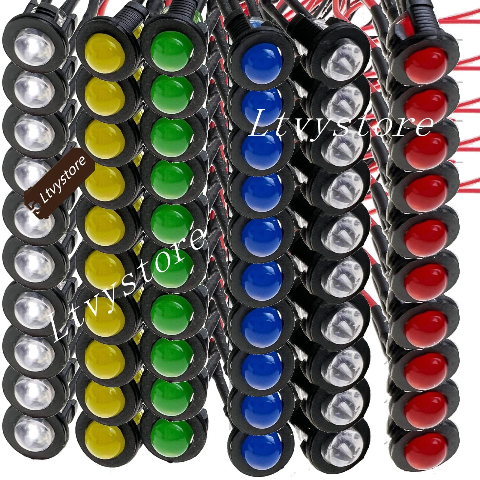 Ltvystore 60Pcs 3Mm 9V 6Colors Led Pre Wired Prewired Lamp Light Bulb Prewired Emitting Diode +60Pcs Black 3Mm Led Plastic Clip