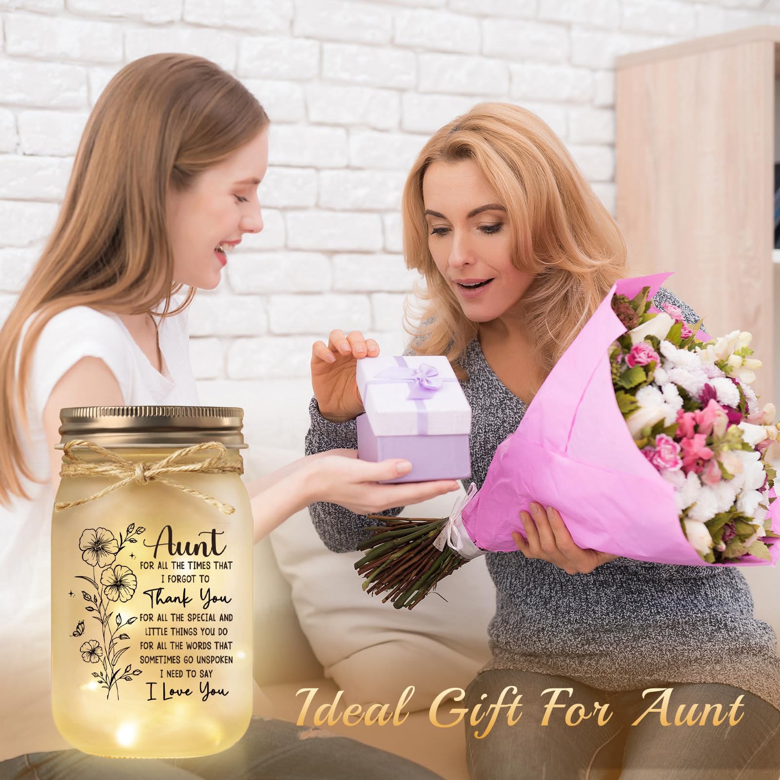 Benecharm Christmas Aunt Gifts  Aunt Birthday Gifts  Decorative Jar Light Night Gift For Aunts Birthday  Christmas  Mothers Day  Aunts Presents From Niece Nephew