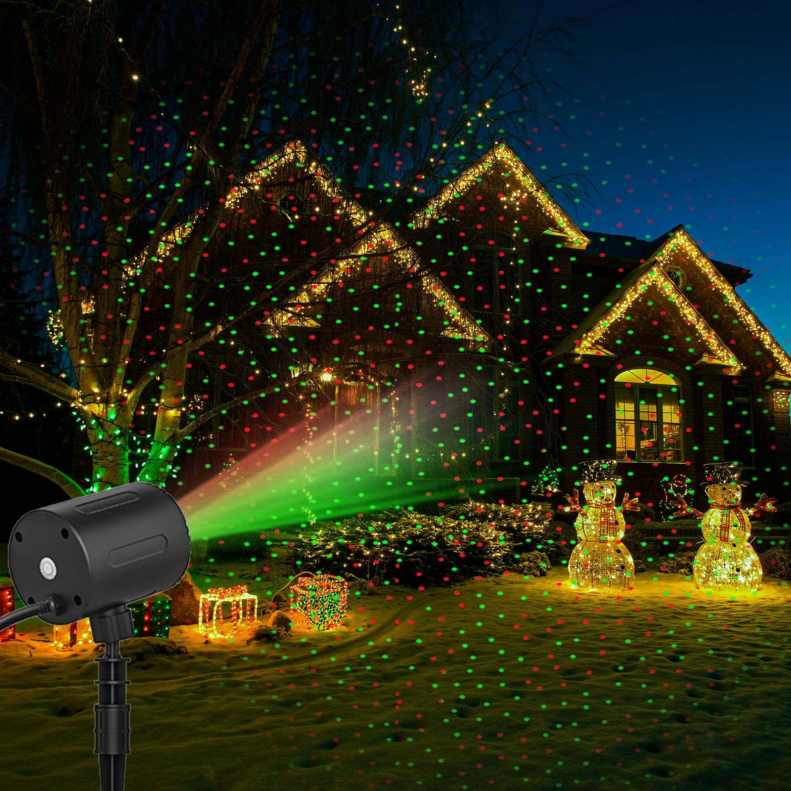Hostreat Laser Christmas Projector Lights Outdoor, Red And Green Starry Laser Projector Light, Ip65 Waterproof, Remote Control &
