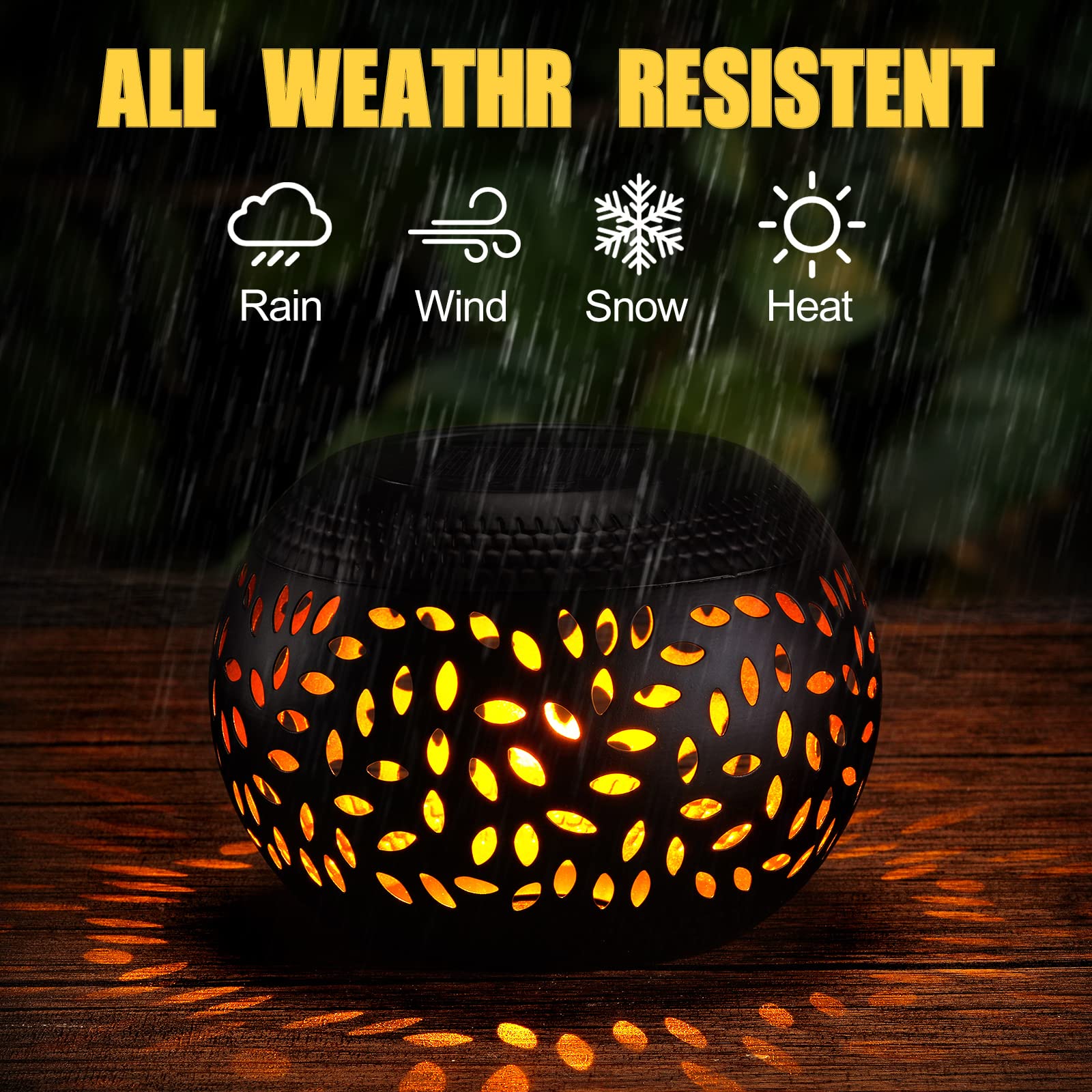 Reginary Solar Table Lantern - Waterproof Flickering Flame LED Light, Black, Decorative for Outdoor/Indoor Use