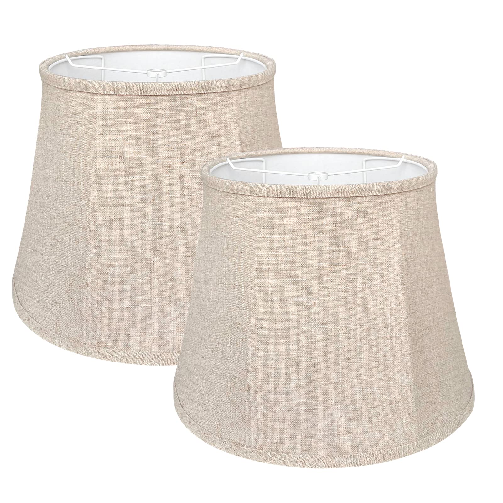 TOOTOO STAR Brown Drum Lamp Shade Set of 2, 10x14x10 inch, Fabric, Model 1222
