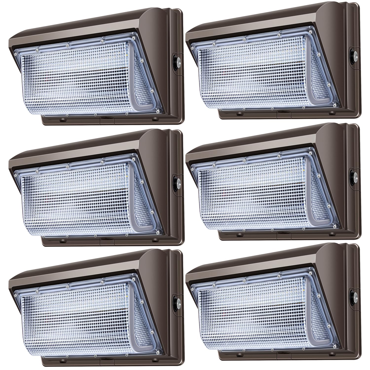 ledmo LED Wall Pack Light 120W with Photocell - 6 Pack Dusk to Dawn Outdoor Lighting for Commercial Use, 5000K