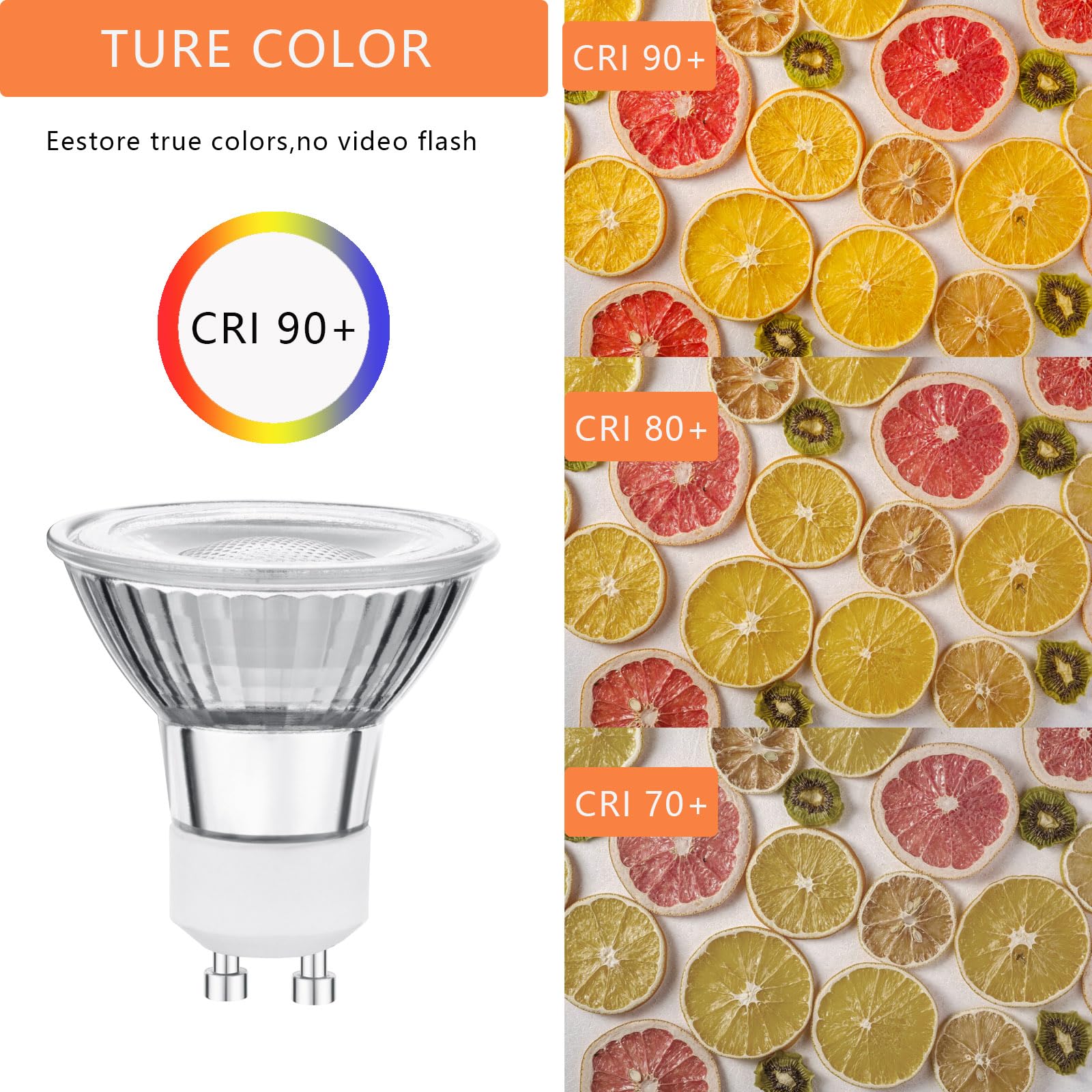 BOGAO LED GU10 Bulbs, 6W 550 Lm, Dimmable, Waterproof IP65, 5000K, Pack of 2, White