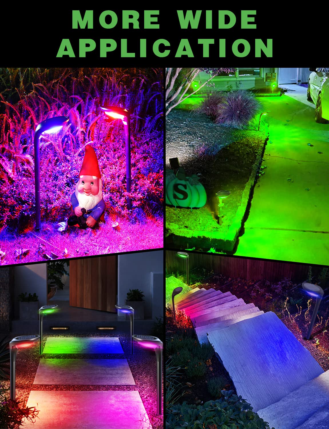 OSORD Solar Pathway Lights, 4-Pack Color Changing LED Garden Lights, Waterproof for Halloween & Christmas, Model OS-Path-01-4C