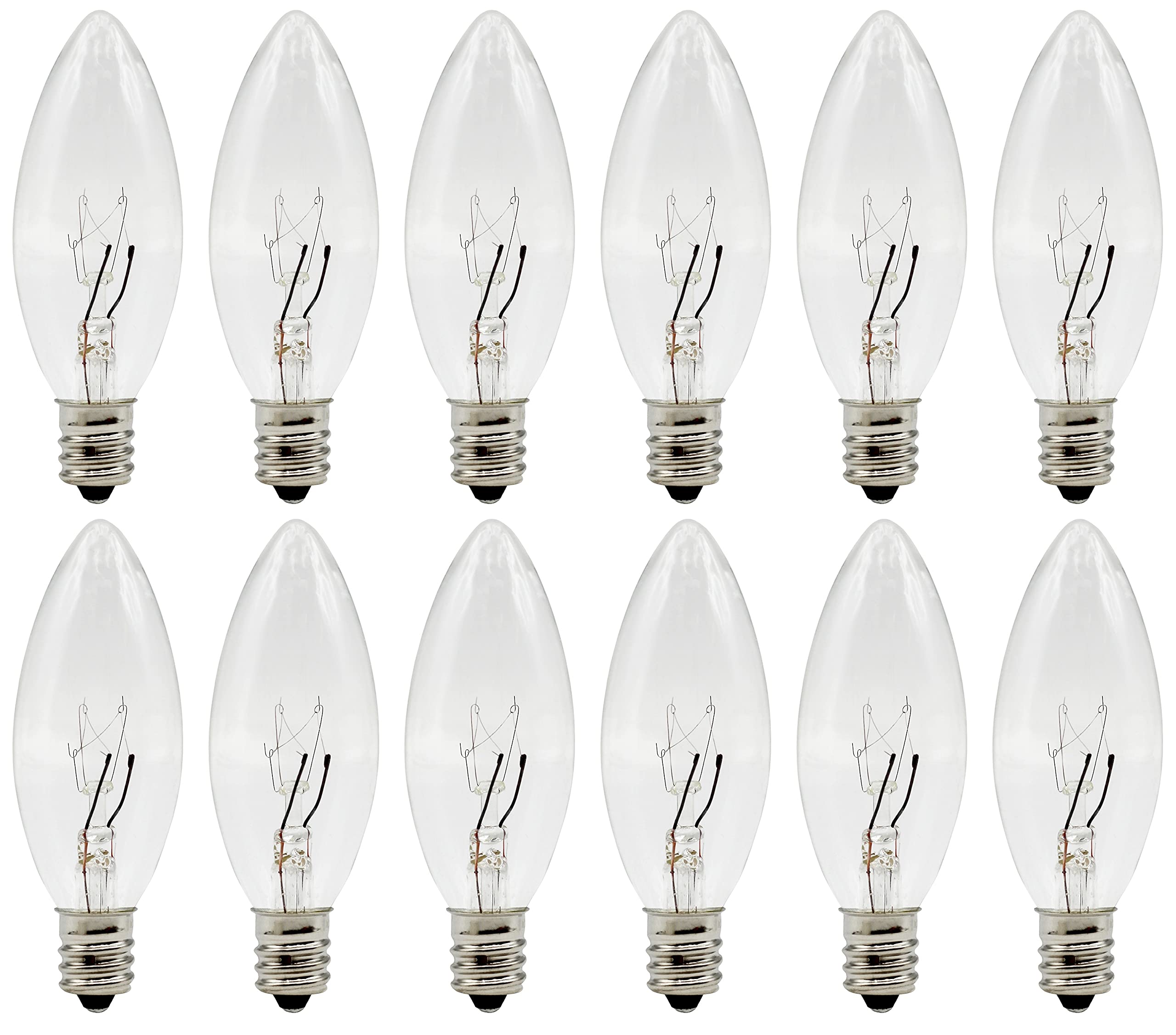 Creative Hobbies® Replacement Light Bulbs, 7W Candelabra E12, Clear Incandescent, 12 Count, For Electric Candle Lamps & Chandeliers
