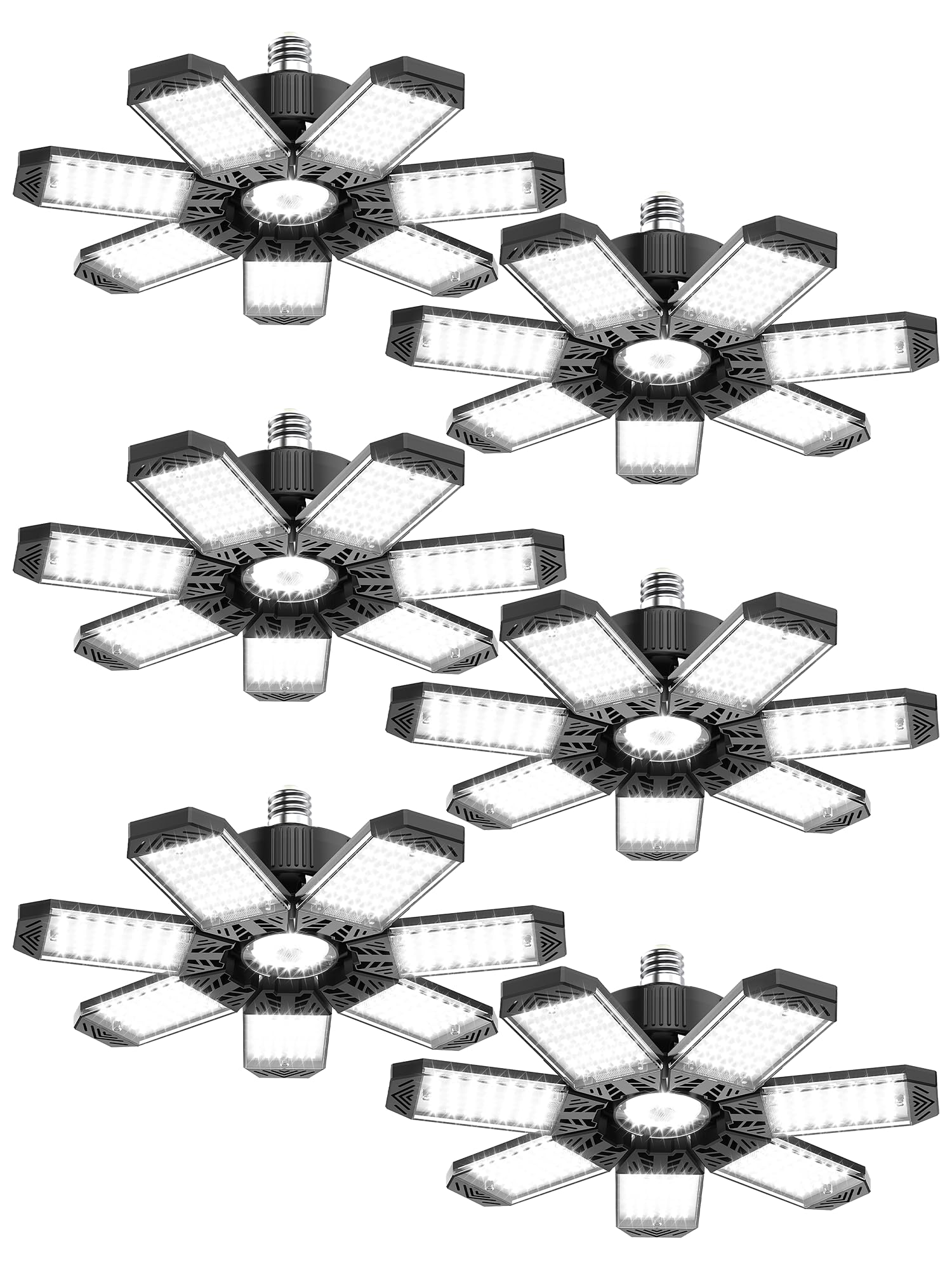 LED Garage Light 200W, 6 Pack Super Bright Garage Lights 20000LM Garage Lights Ceiling Led with 7 Adjustable Panels 6500K Led Sh