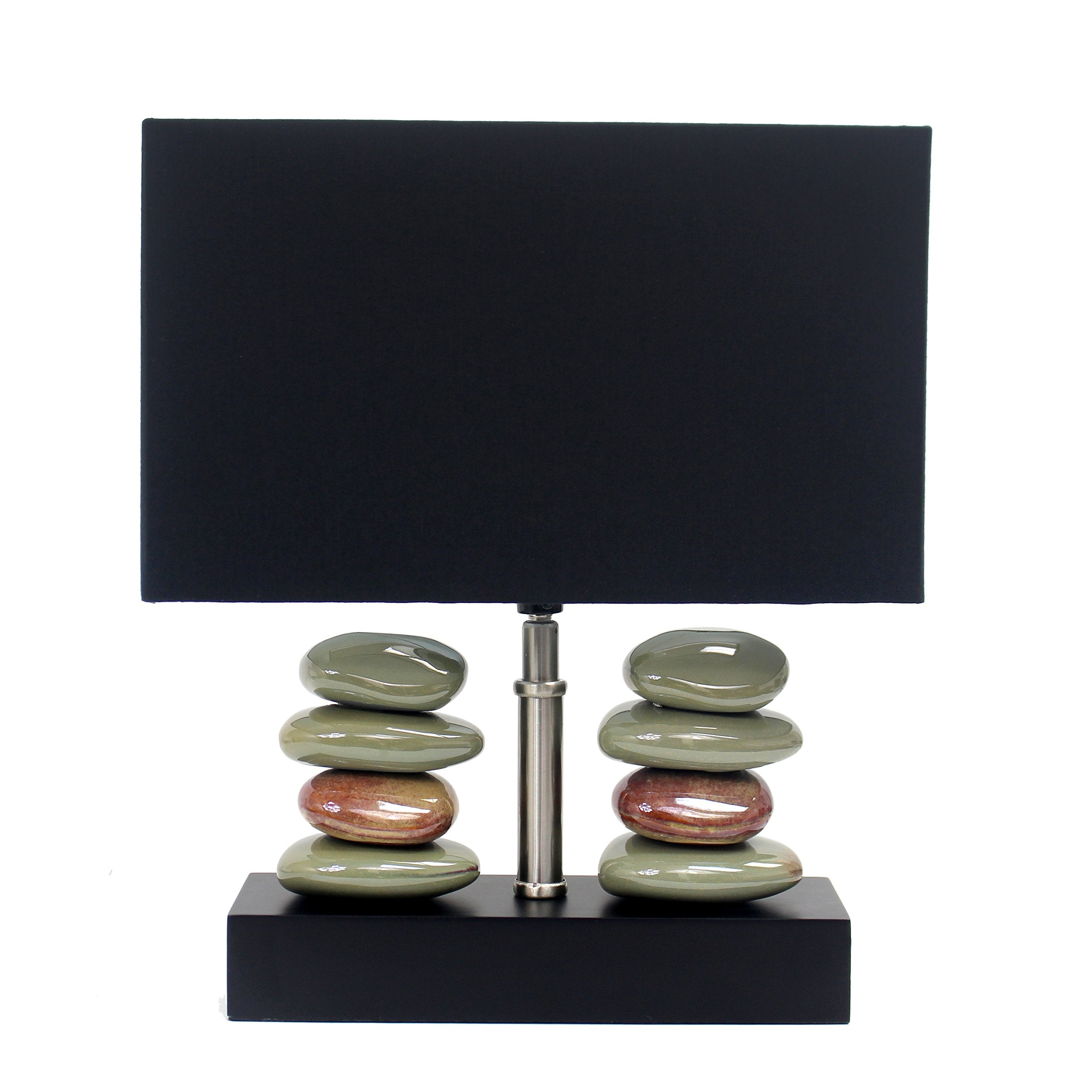 Elegant Designs LT1036-BLK Black Ceramic Table Lamp, 11.75"L x 6.50"W x 14"H, Dual Stacked Stone Design