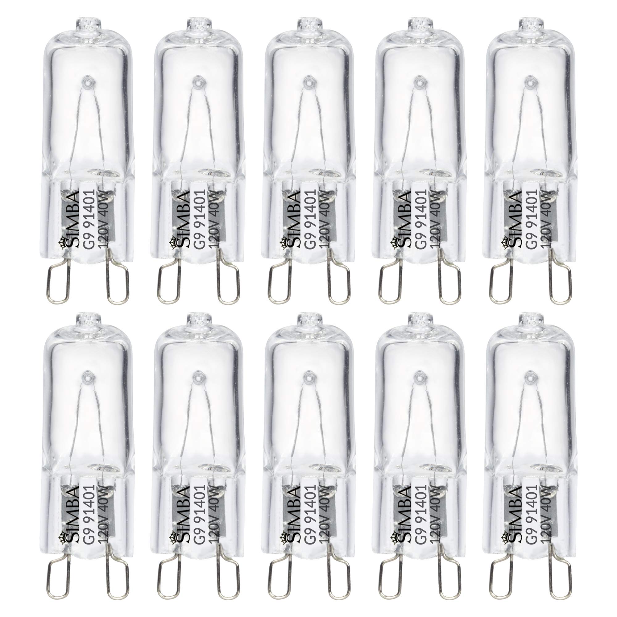 Simba Lighting Halogen Light Bulb G9 T4 40W Jcd Bi-Pin (10 Pack) For Chandeliers, Pendants, Cabinet Lights, Landscape Lights, De