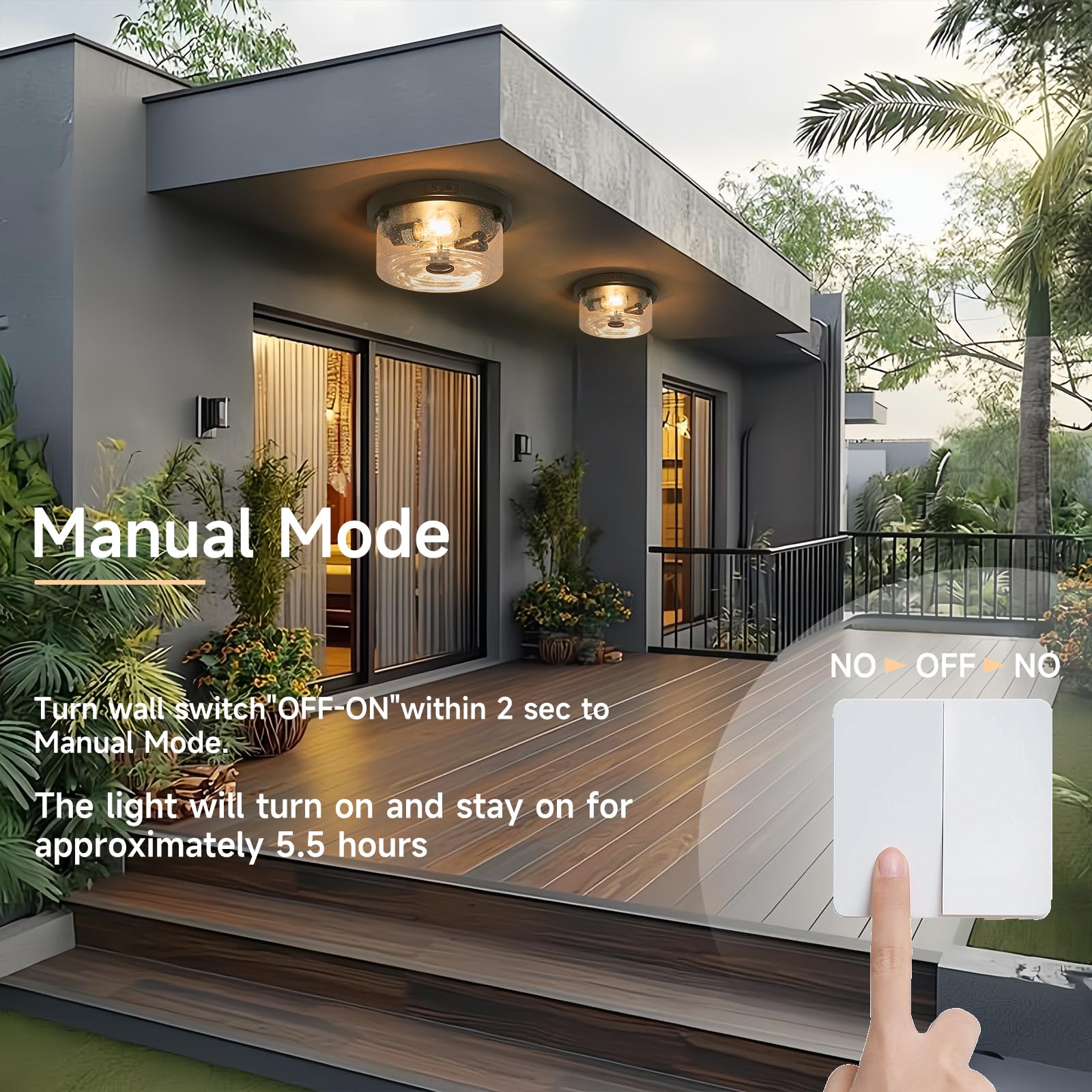 Yisuro Modern Dark-Round LED Outdoor Ceiling Light Fixture, 3 Modes, Motion Sensor, Porch, Garage, 1 Inch (Compact)