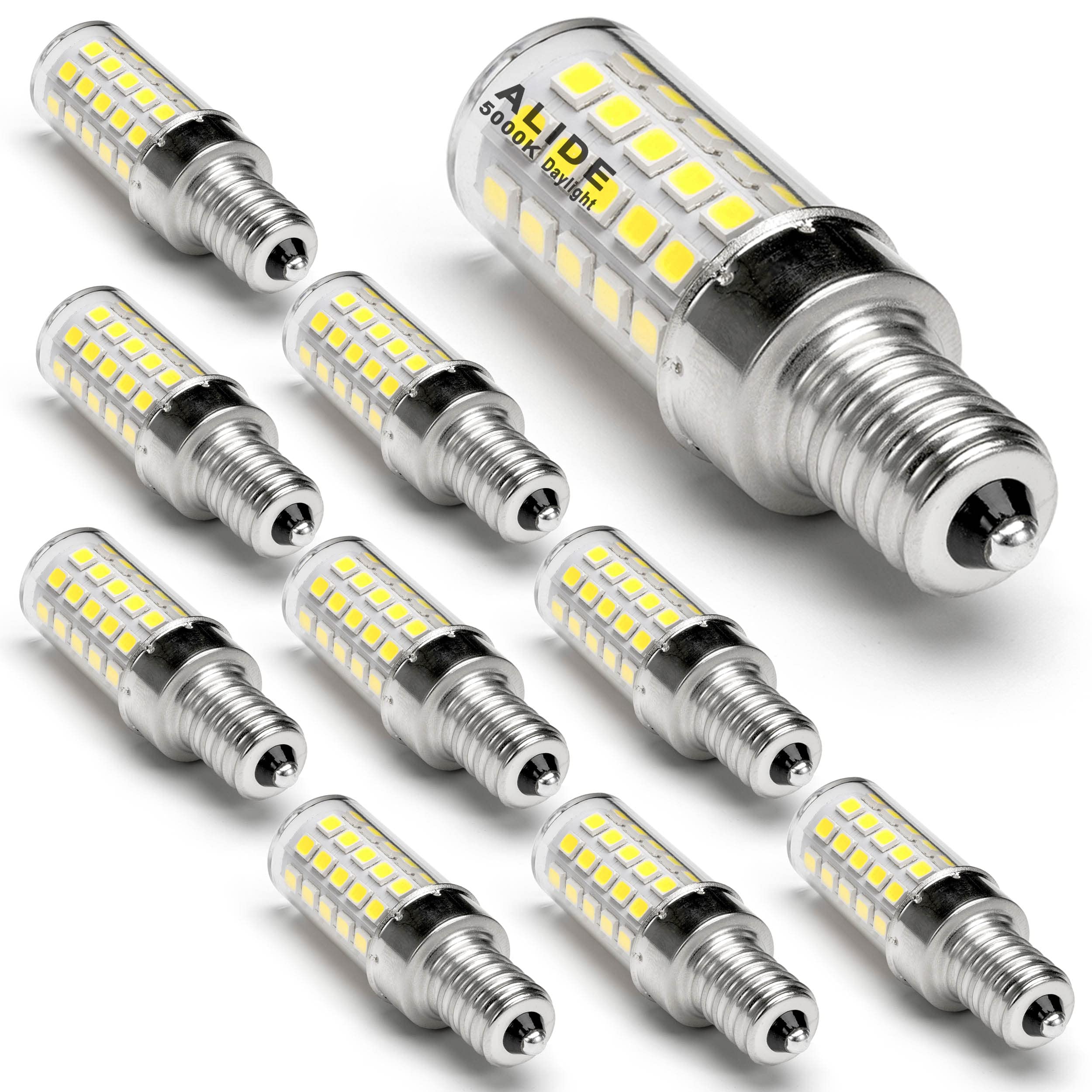 Alide E12 60W Led Bulbs Daylight White 5000K, E12 Kx 2000 60 Watt Equivalent Ceiling Fan Light Bulbs, Small Base T6 C7 Candelabr