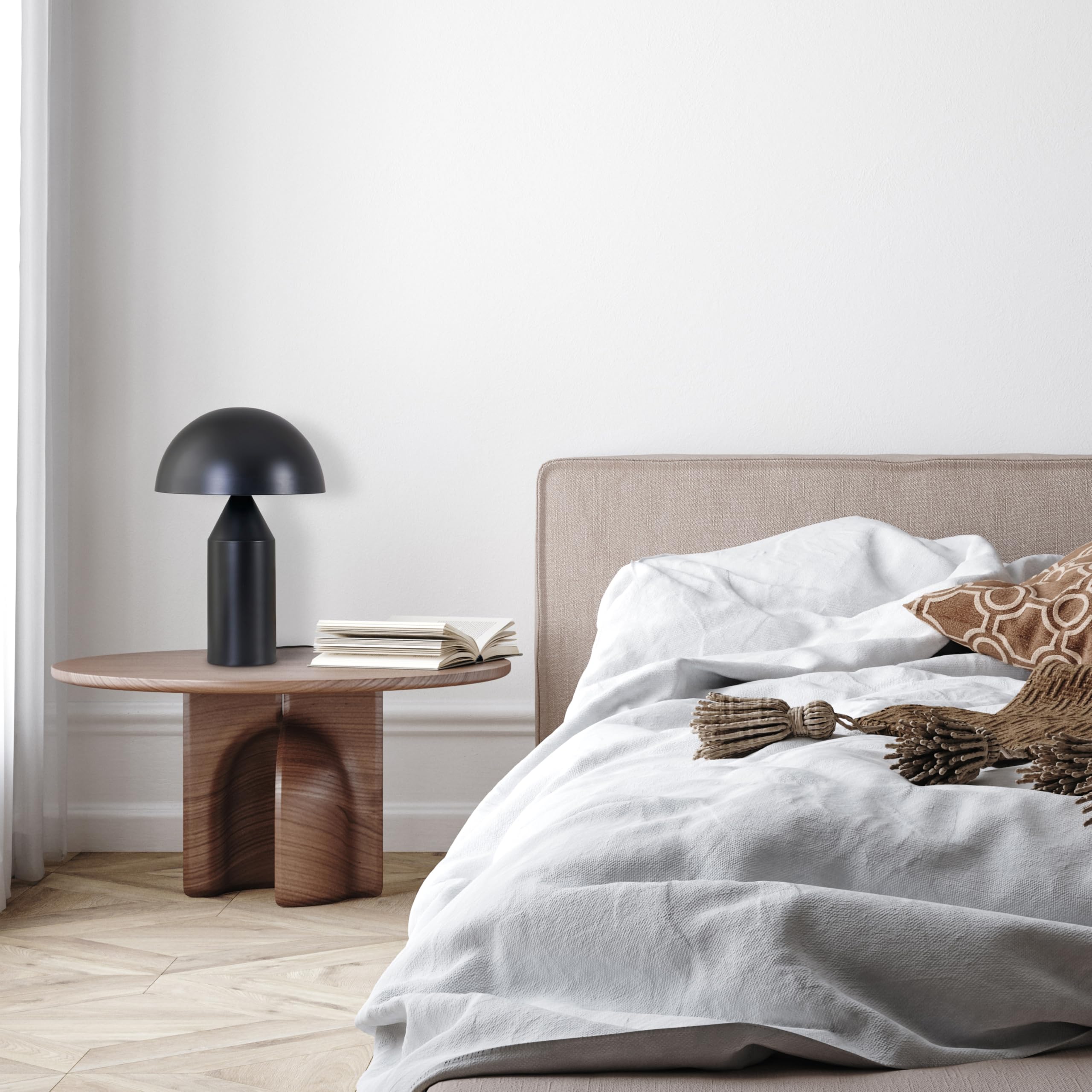 Brightech Venus 14 Globe Table Lamp - Modern Mid-Century Lamp With Golden Metal Shade - Nightstand  Bedside  Desk & Accent Table Lighting For Bedroom  Living Room & Office D?Cor - Black