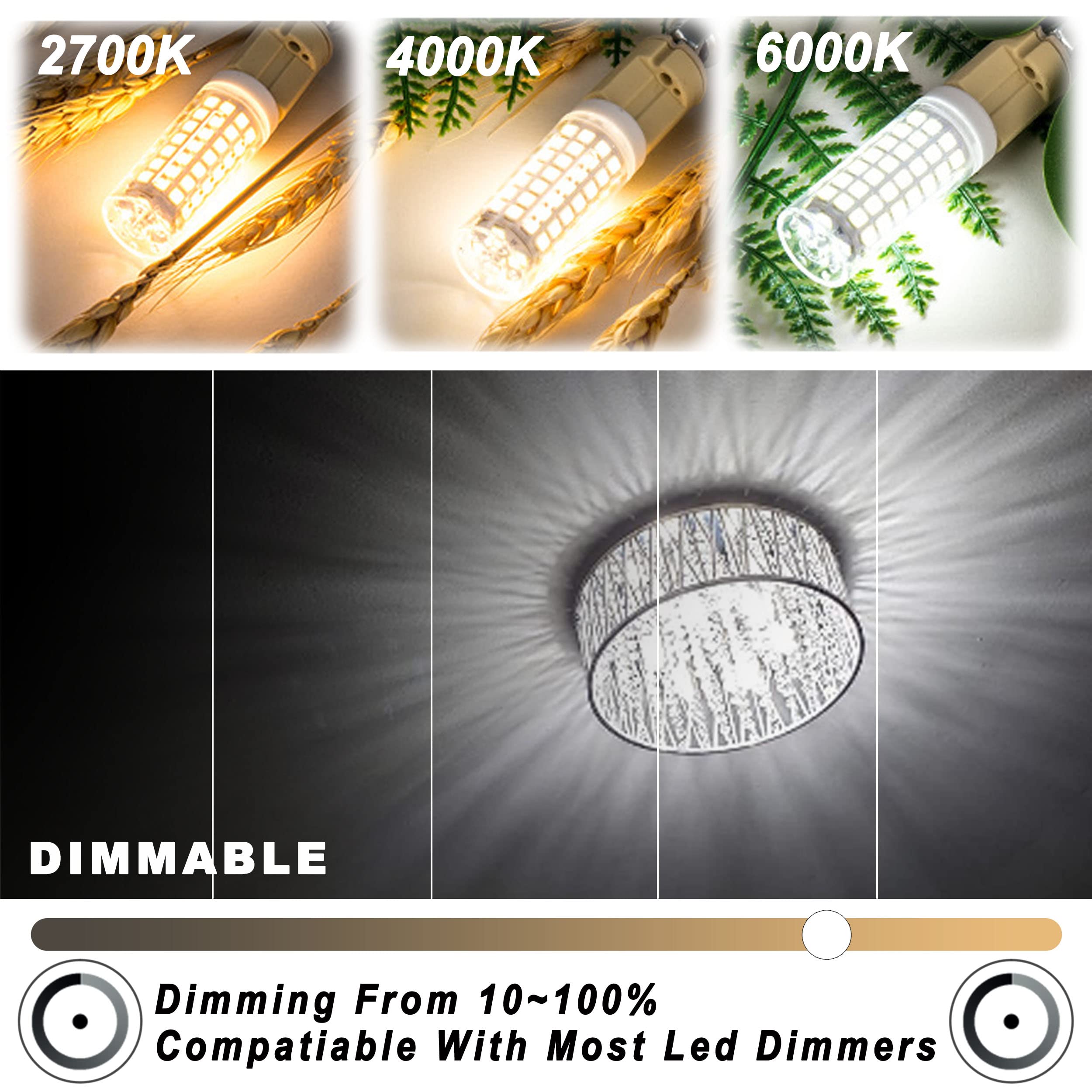 Alide E12 C7 Dimmable Led Candelabra Bulbs Kx 2000 60 Watt Replacement, 6000K Daylight White T6 110V 120V Small Base E12 Led Bul